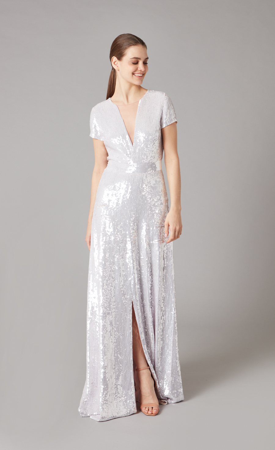 Ray Sequin Gown - Platinum