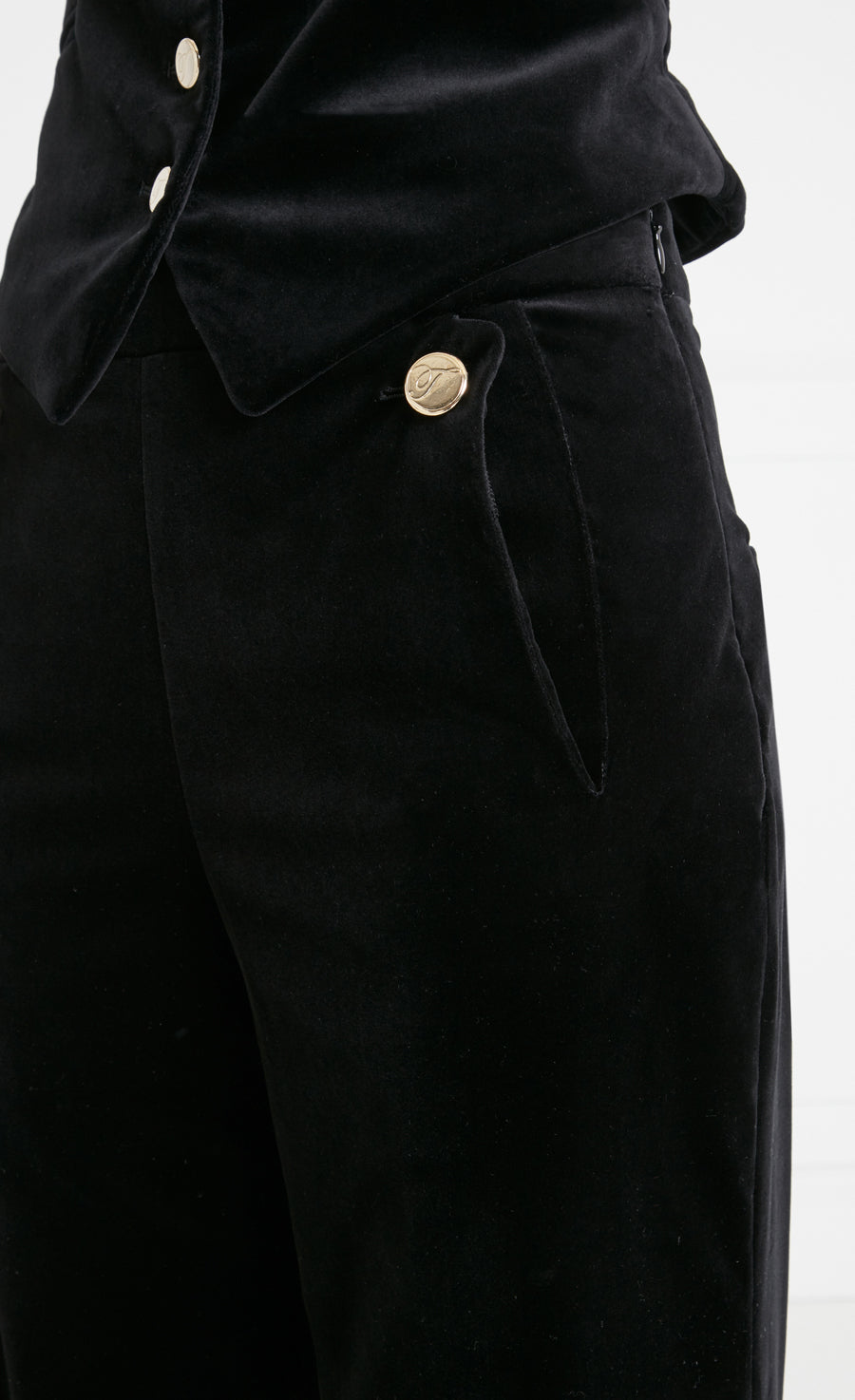 Clove Velvet Waisted Trousers - Black