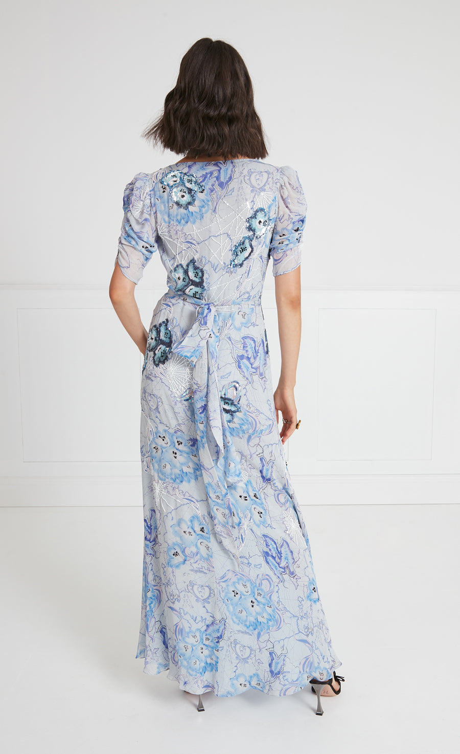 Chessie Print Wrap Dress - Cornflower
