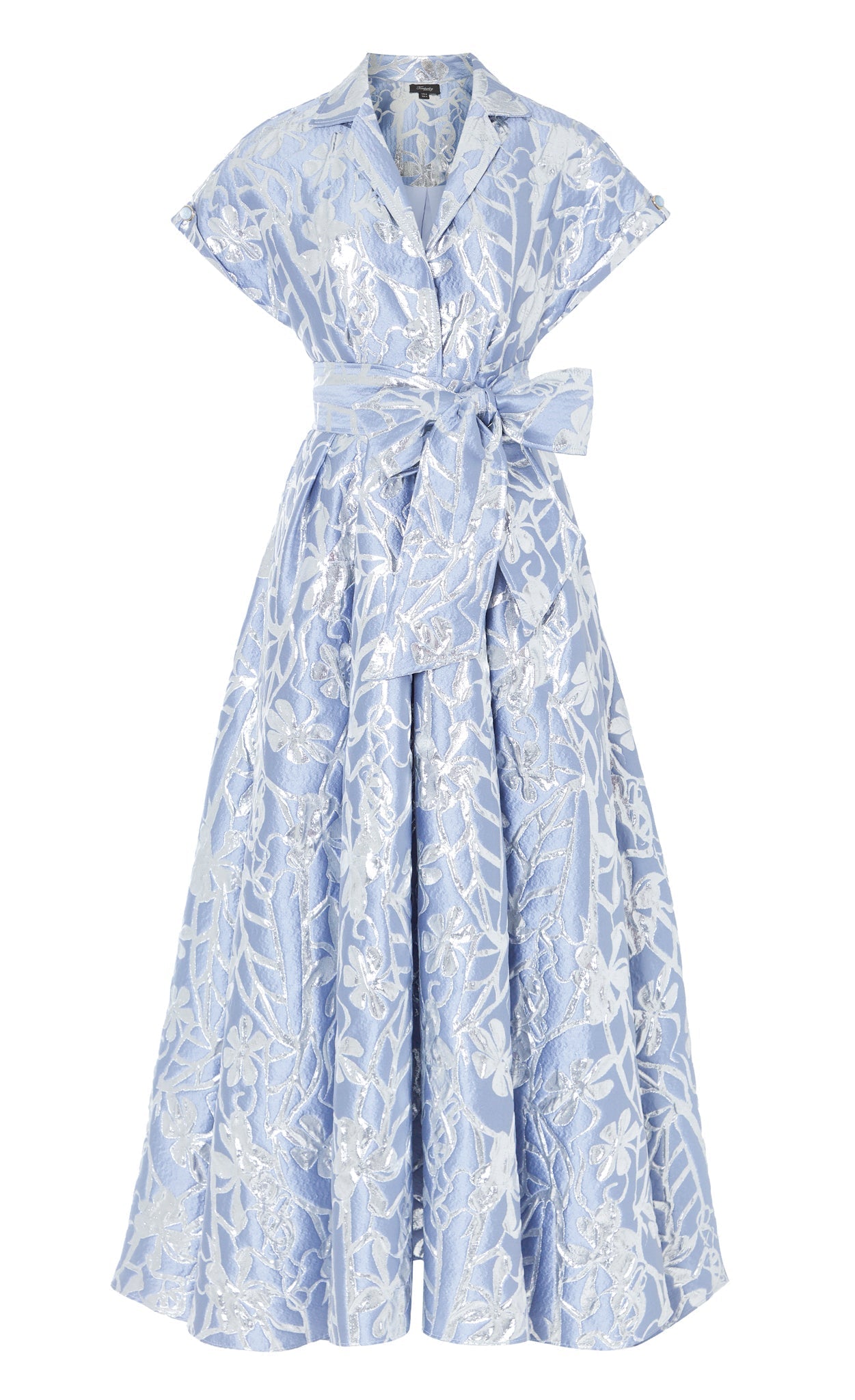 blue and white dresses uk Temperley pre-owned blue and white cotton printed midi dress - size UK 12 main image 1