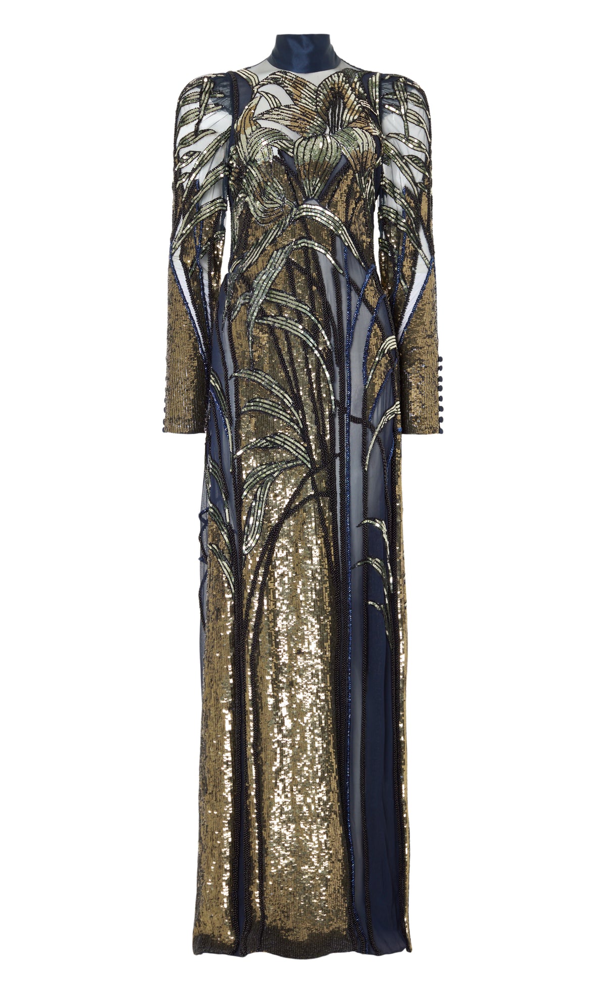 sapphire and gold dress Mariana Sleeved Gown - Blue | Dresses & Jumpsuits label--NEW