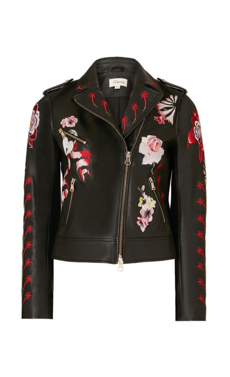 Darcy Leather Jacket Black Mix Coats and Jackets Temperley - Main Image