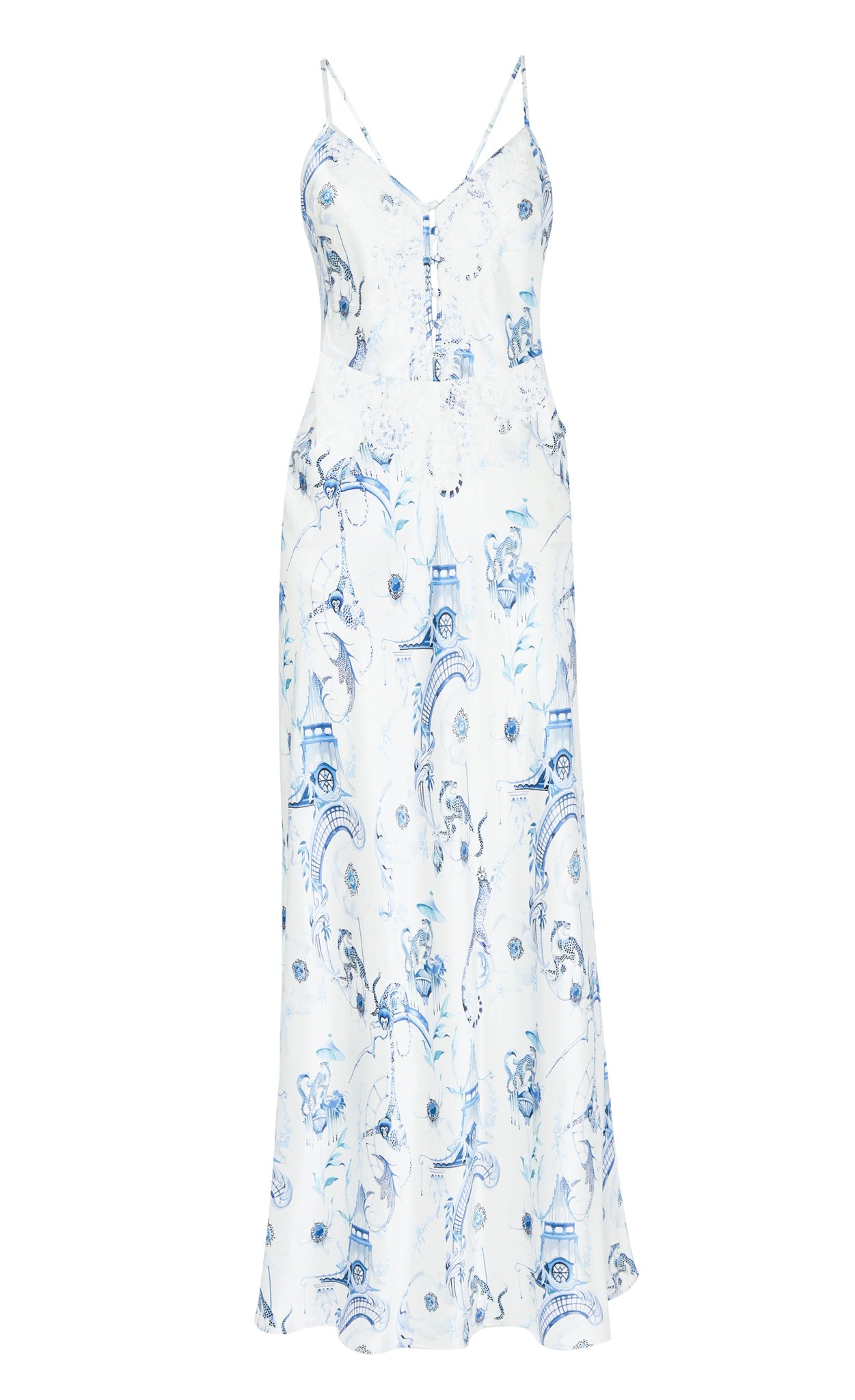 blue and white slip dress Aphrodite Slip Dress - White/Blue Euphoria | Sleepwear