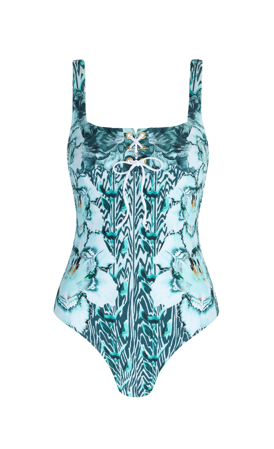 Liana Square Neck One Piece Swimsuit - Blue Mix | Swimwear