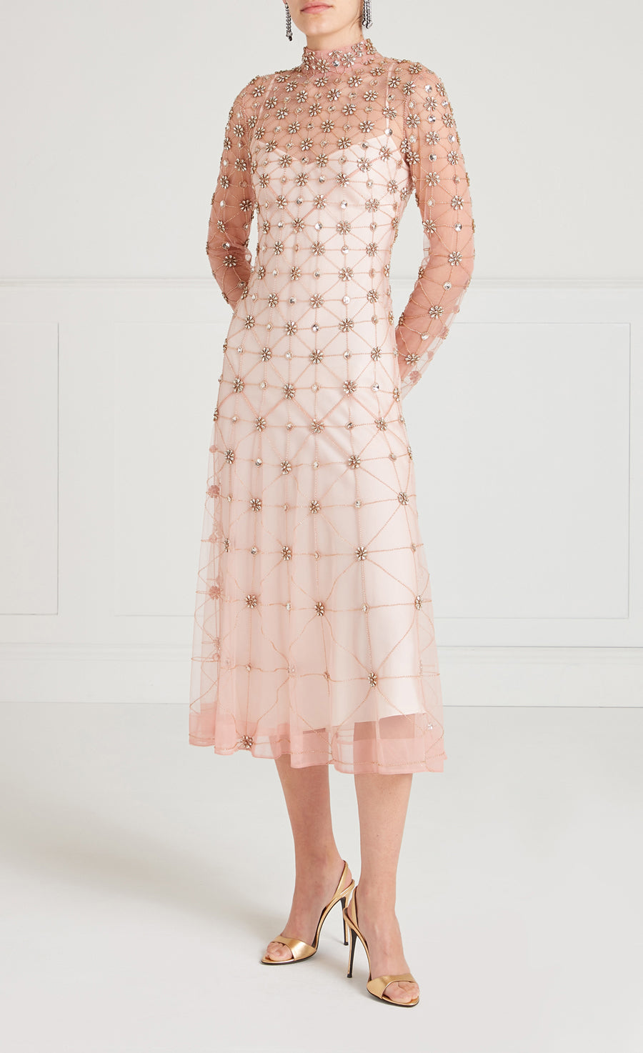 Crossbone Lattice Dress - Blush
