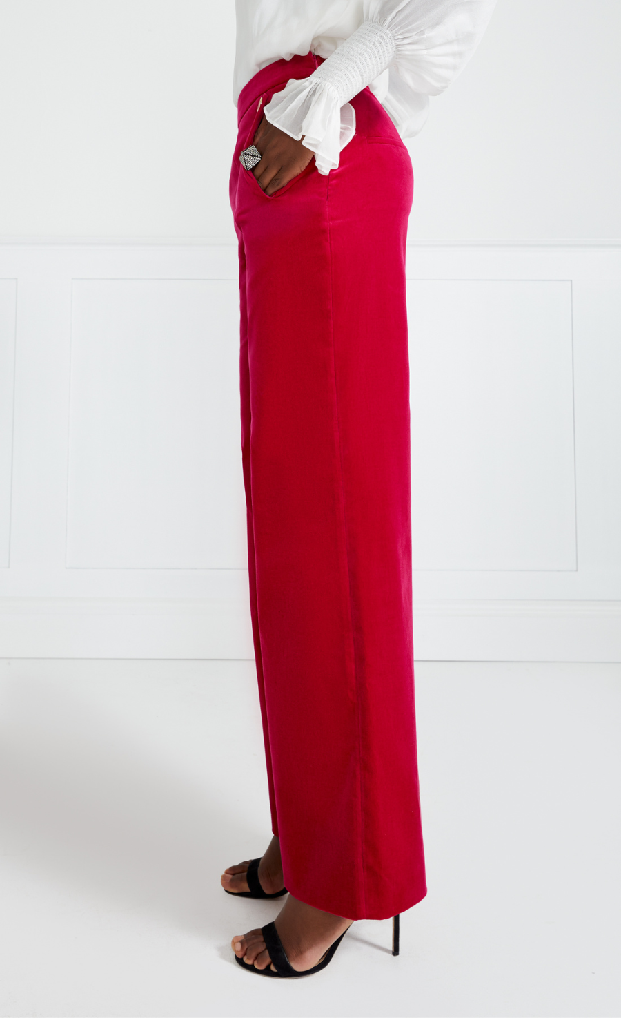 Clove Velvet Waisted Trousers - Hot Pink