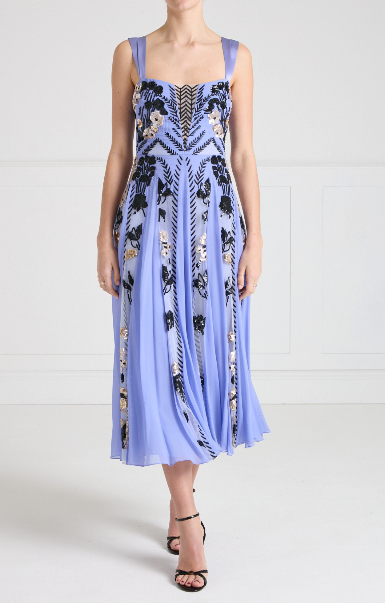 Gilded Strappy Dress - Lavender Blue