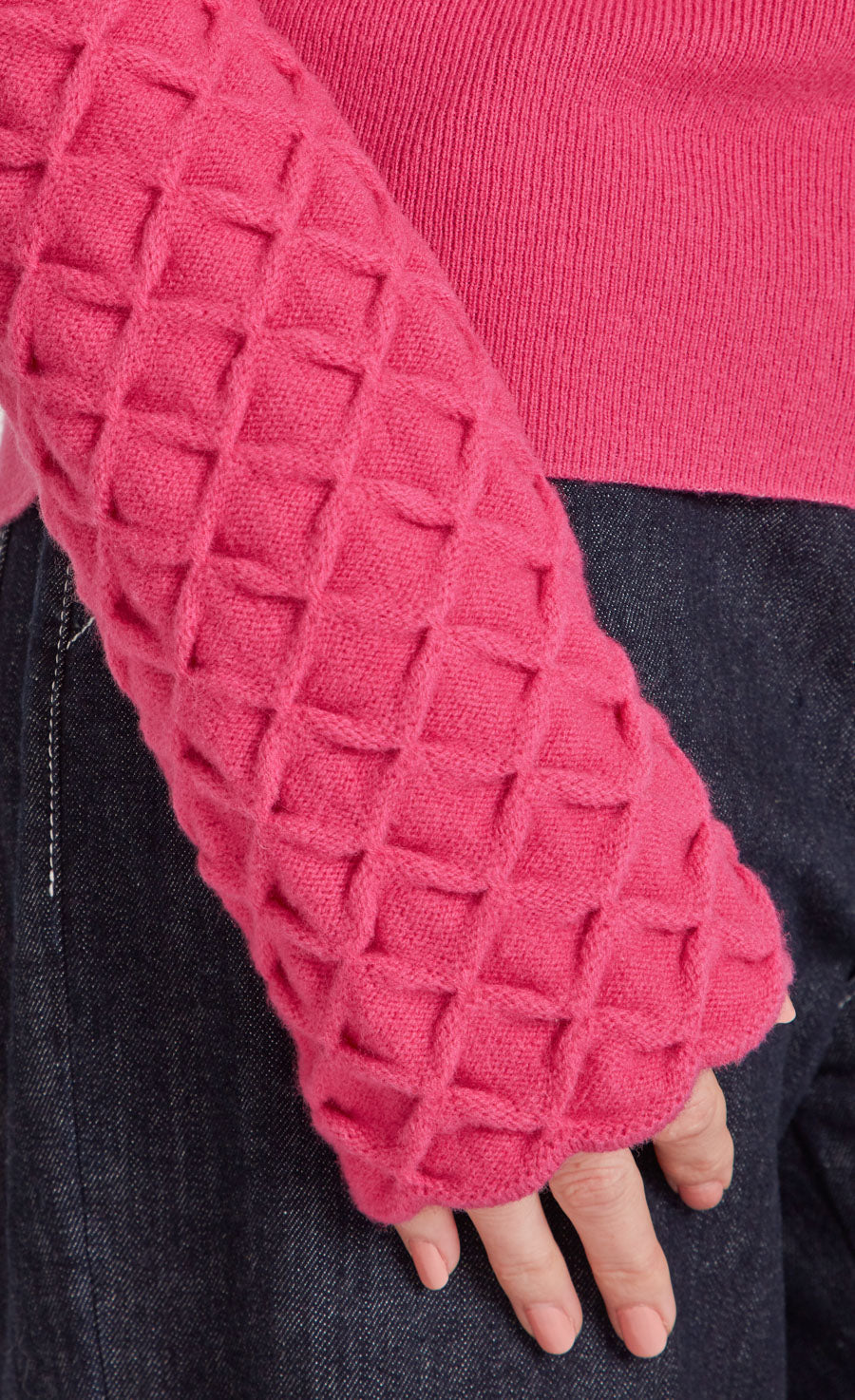 Honeycomb Knit Jumper - Raspberry