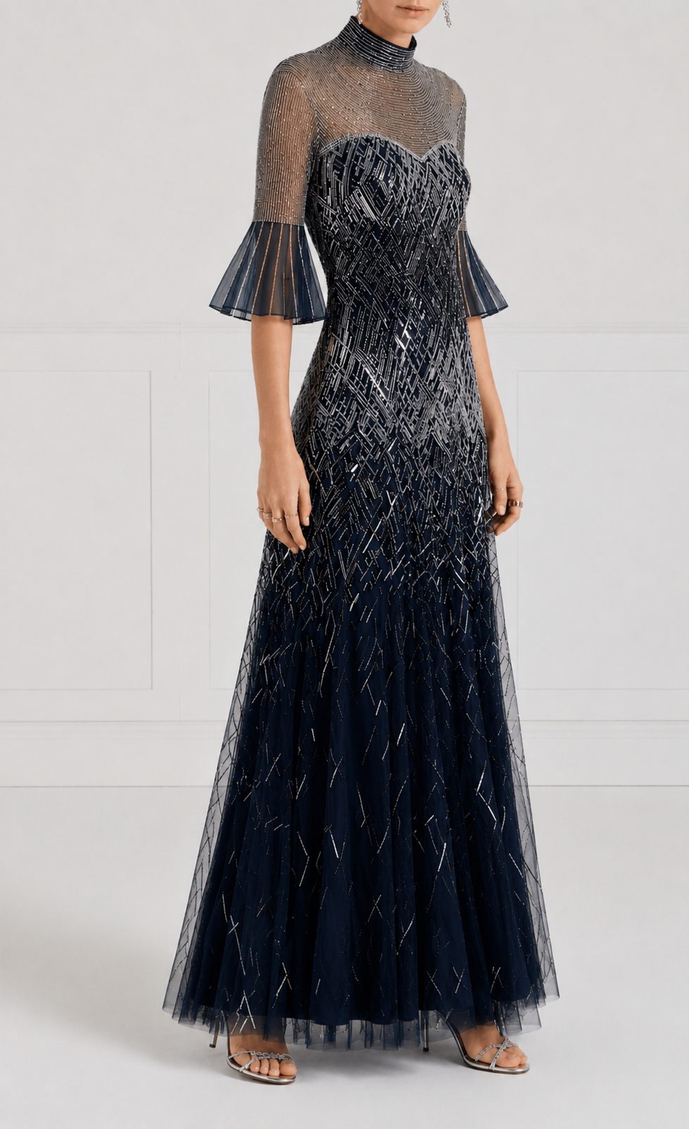 Circe Sleeved Gown - Midnight