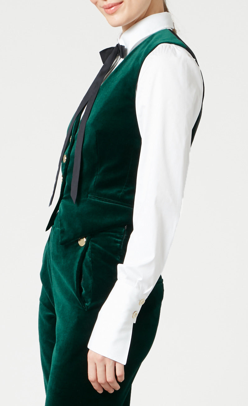 Clove Velvet Waistcoat - Emerald