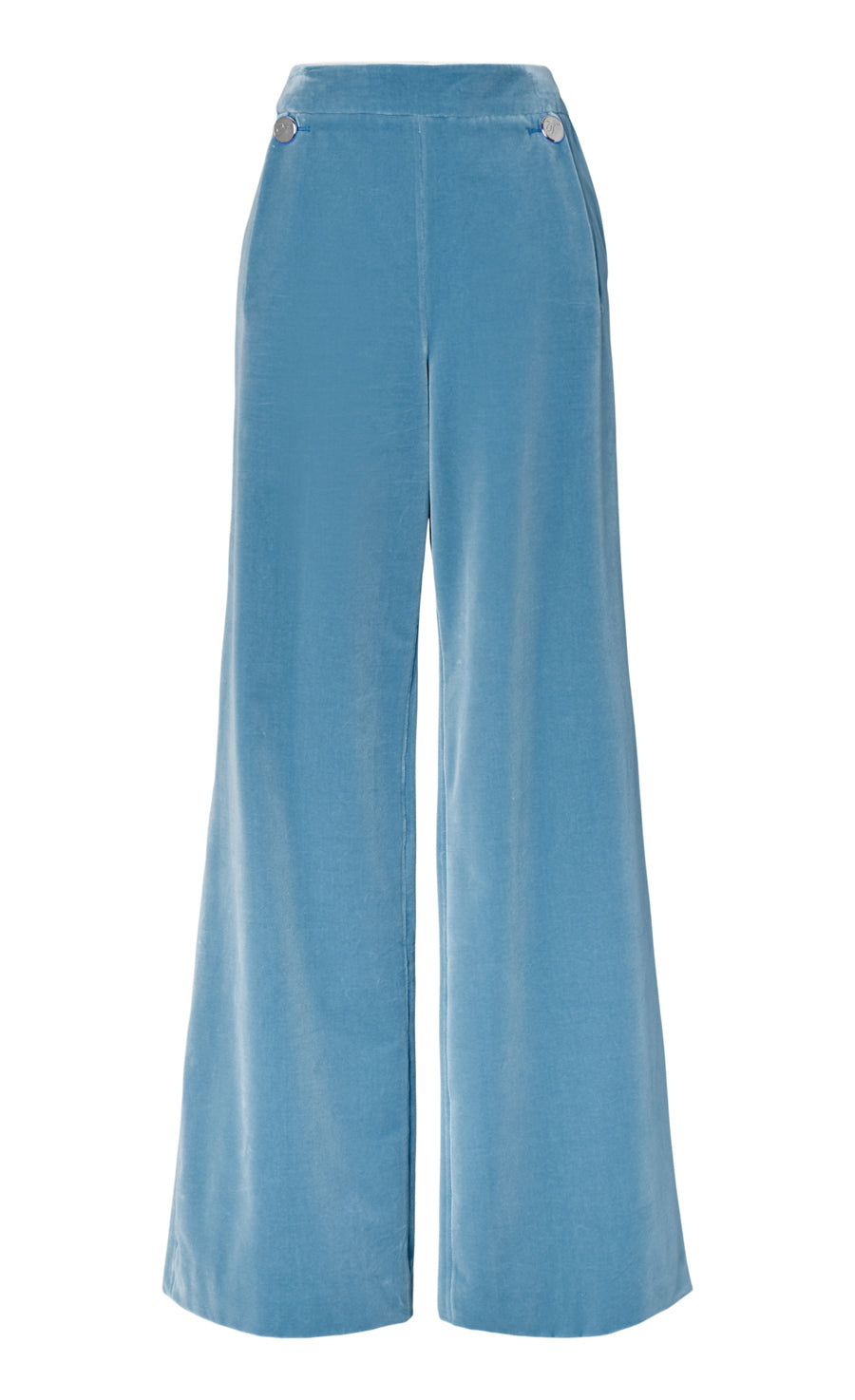 Clove Velvet Waisted Trousers - Ice Blue