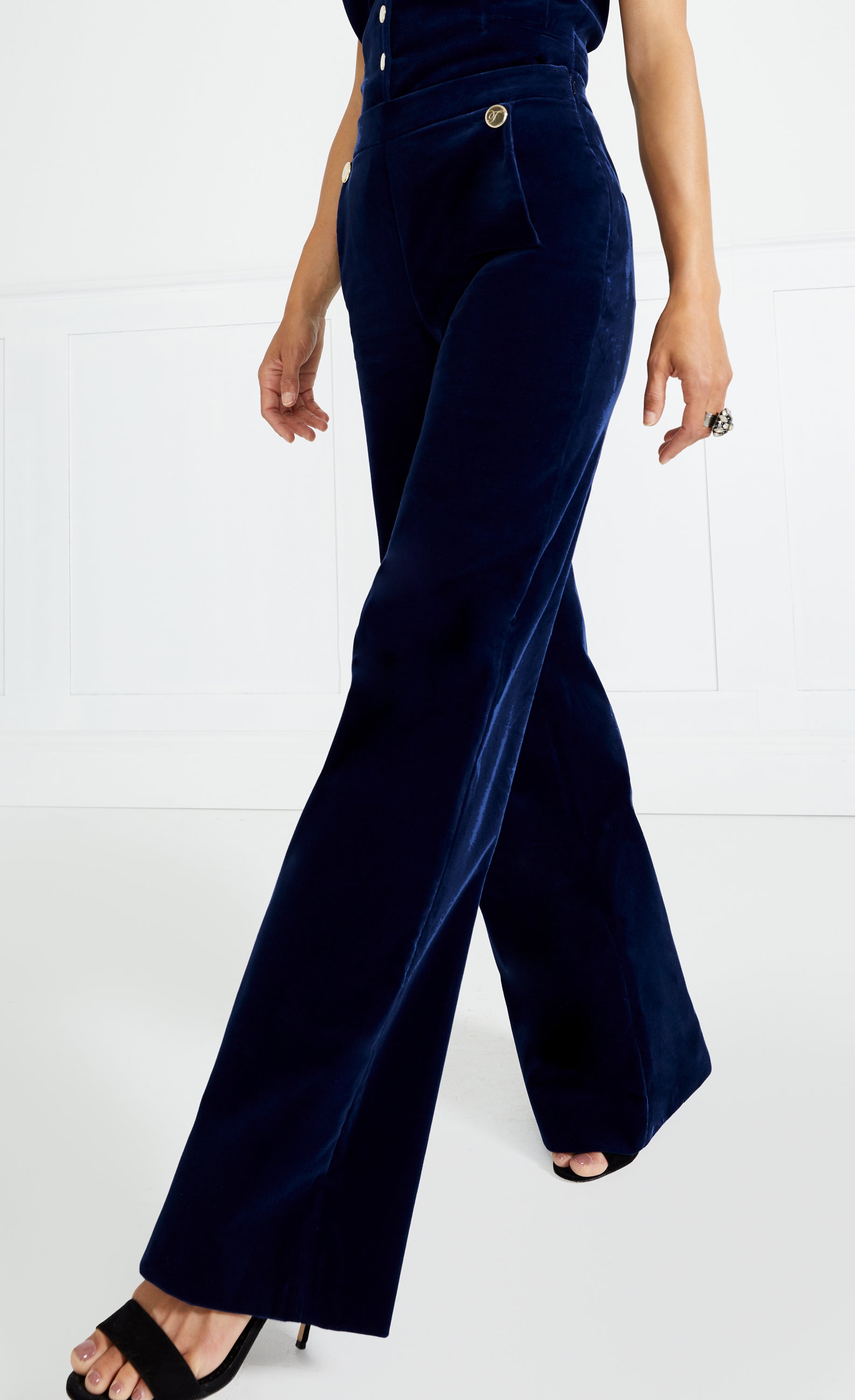 Clove Velvet Waisted Trousers - Ink