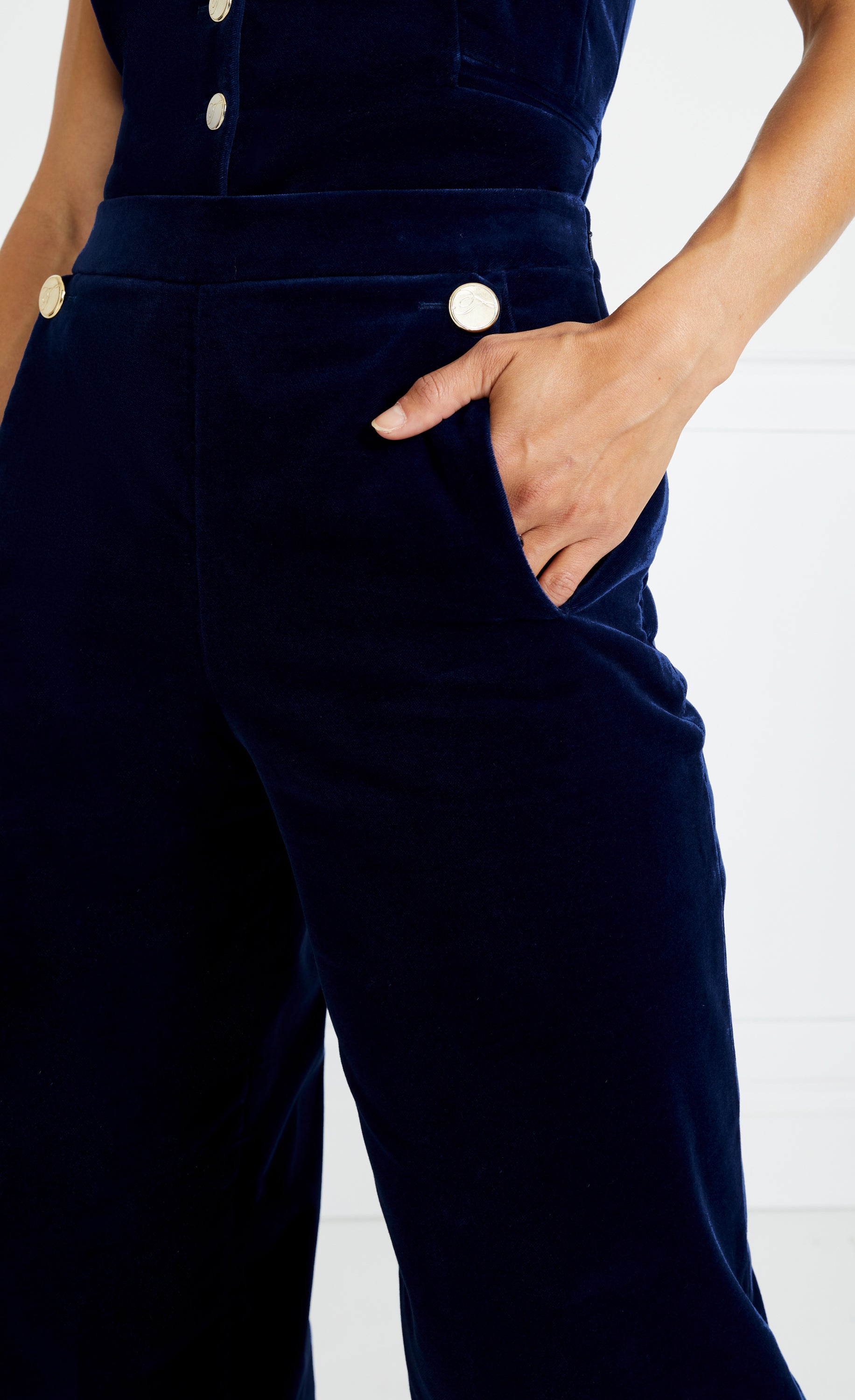 Clove Velvet Waisted Trousers - Ink