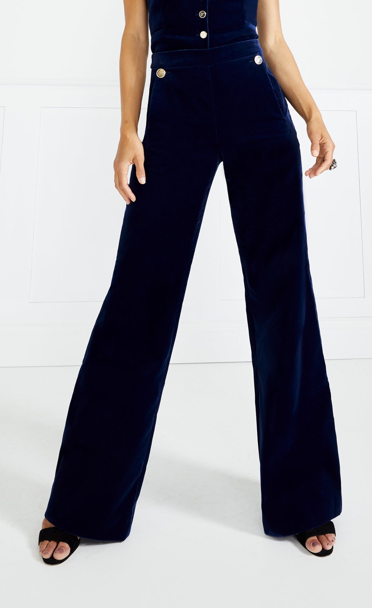 Clove Velvet Waisted Trousers - Ink