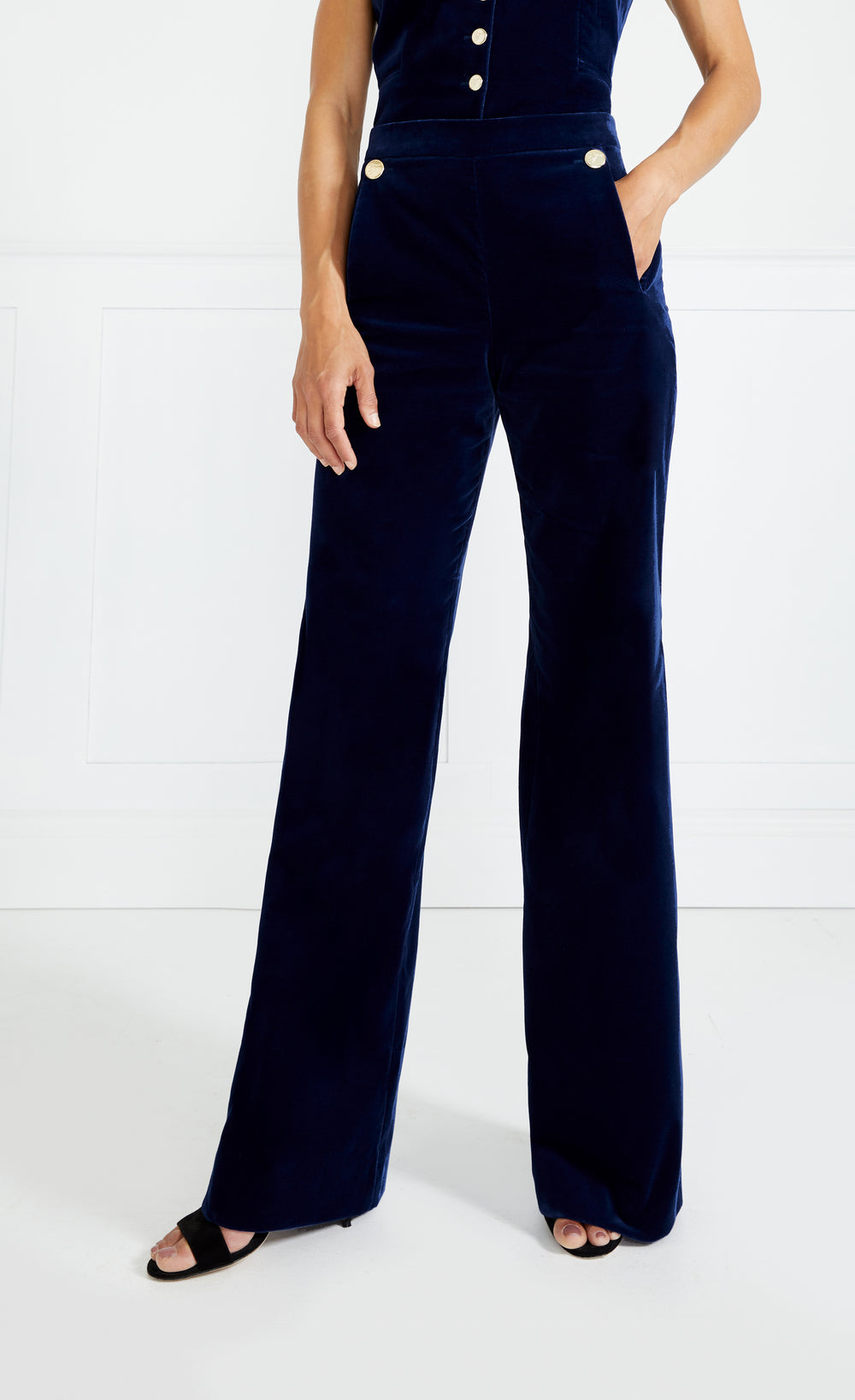 Clove Velvet Waisted Trousers - Ink