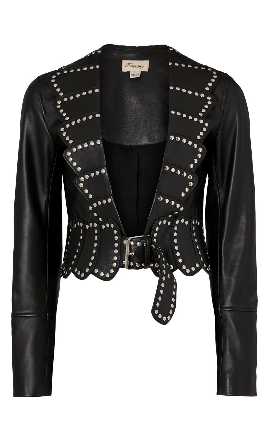 Texas Leather Studded Jacket - Black