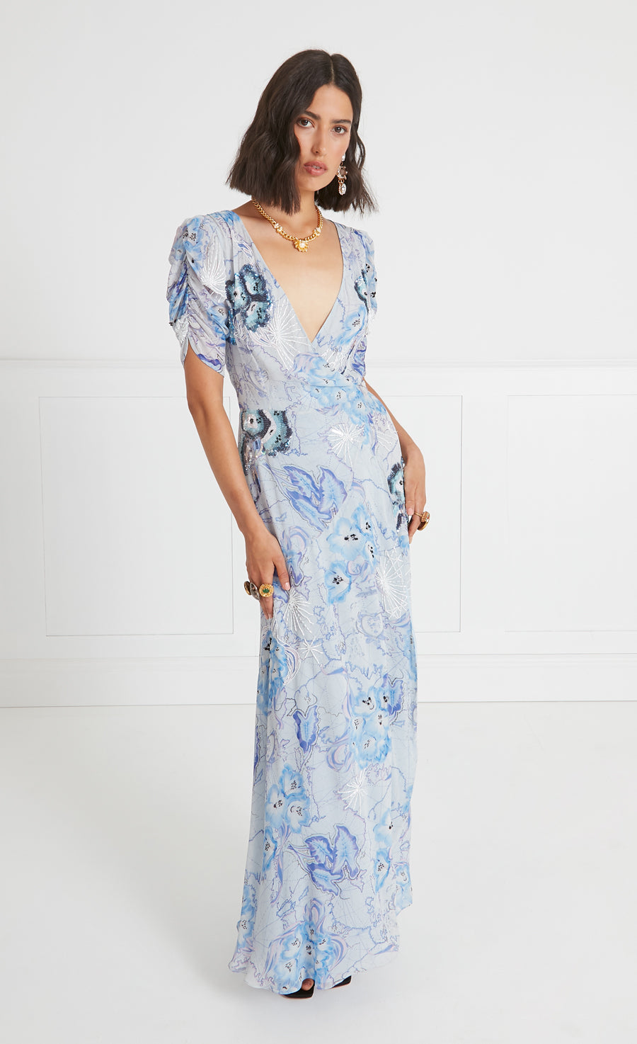 Chessie Print Wrap Dress - Cornflower