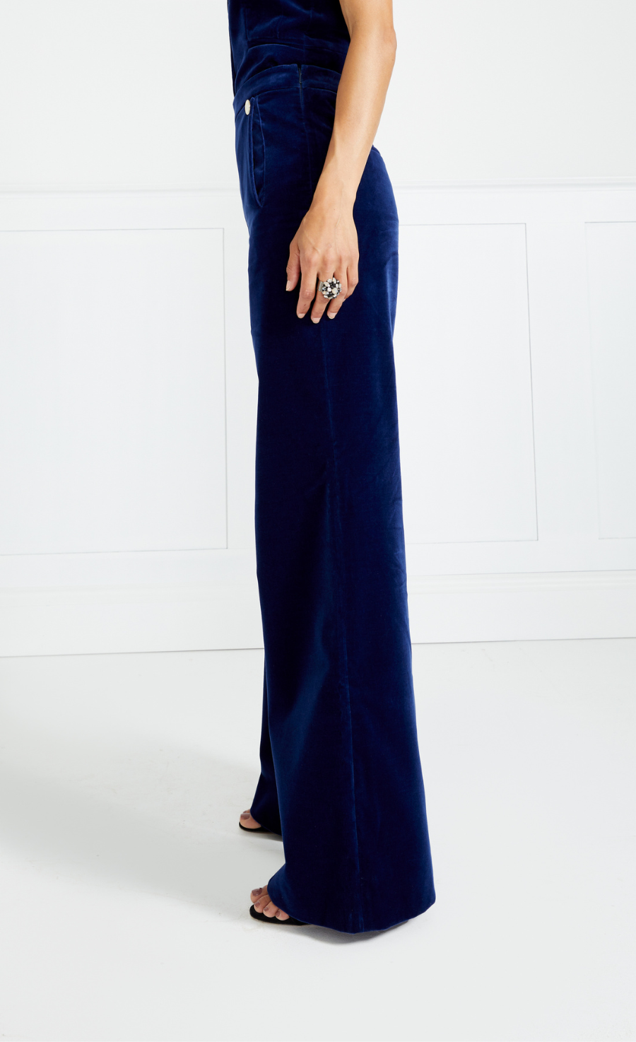 Clove Velvet Waisted Trousers - Dark Sapphire