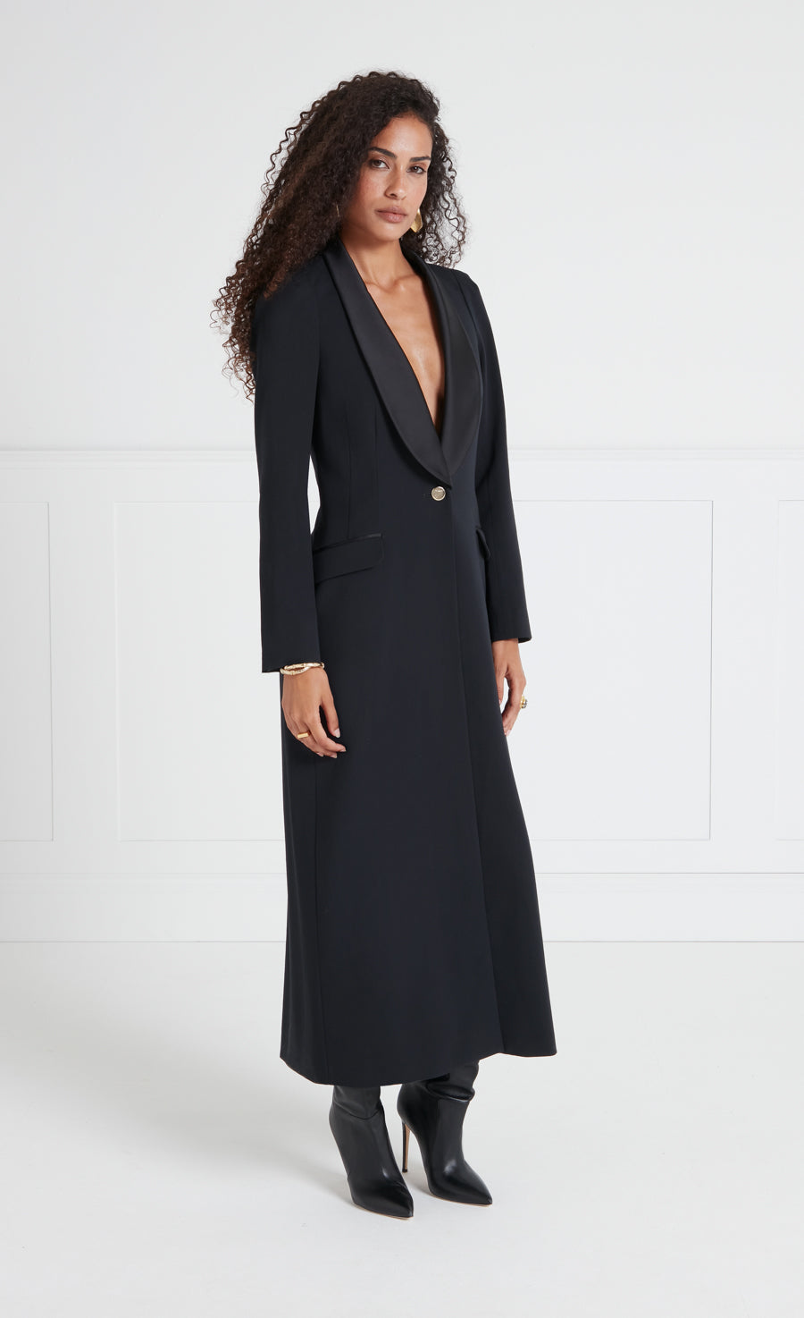 Enzo Long Coat - Black | Coats and Jackets | Temperley London
