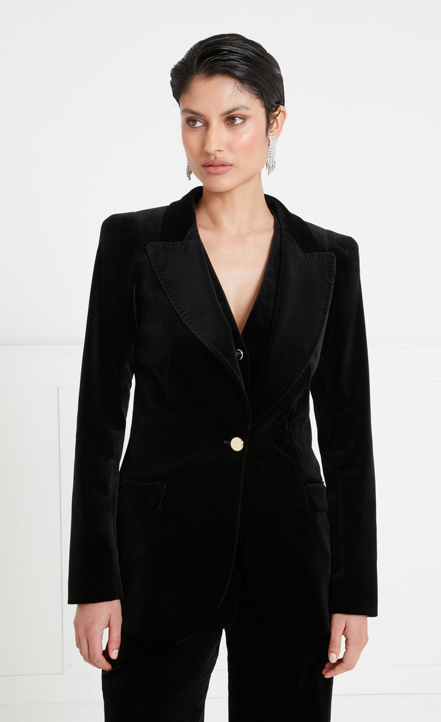 Cotton Velvet Chakri Jacket - Black main image 1