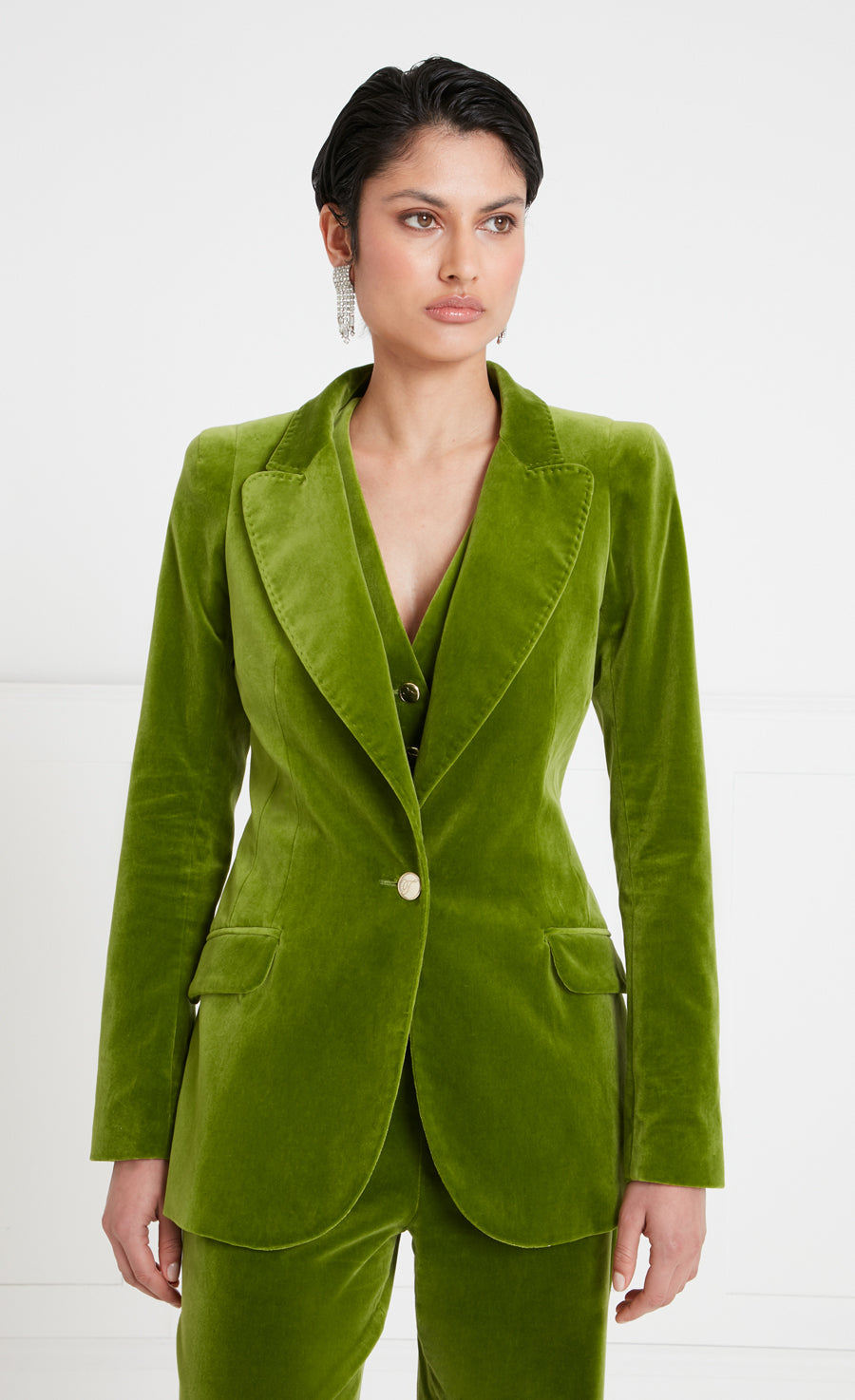 Clove Velvet Jacket Chartreuse Tailoring Temperley London