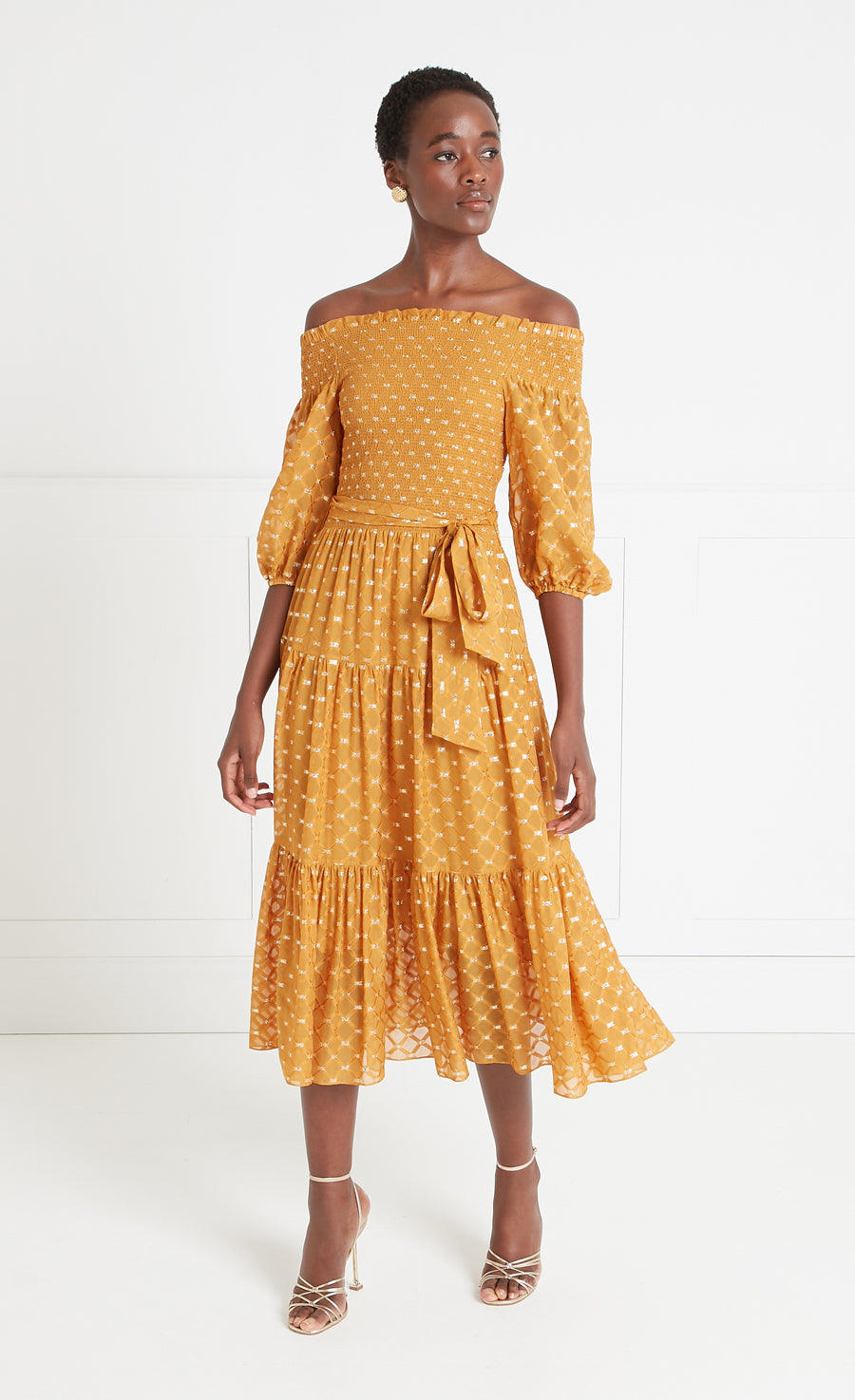 Angelico Off-Shoulder Dress - Amber Gold