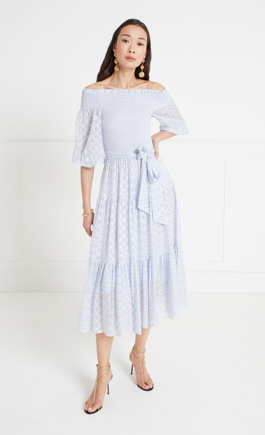 Angelico Off Shoulder Dress - Halogen Blue
