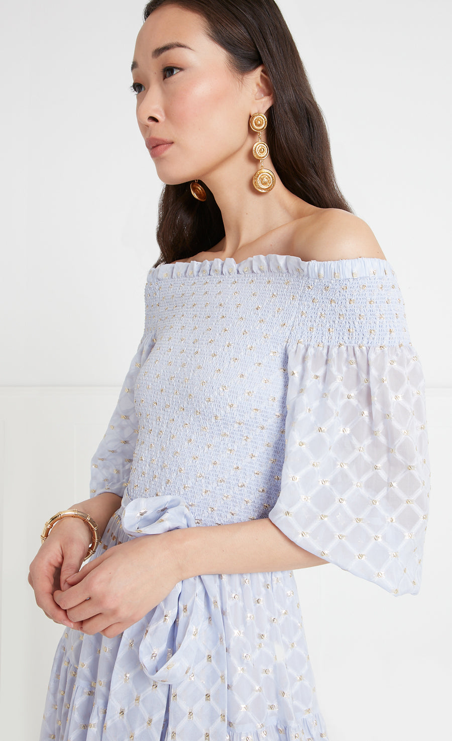 Angelico Off Shoulder Dress - Halogen Blue