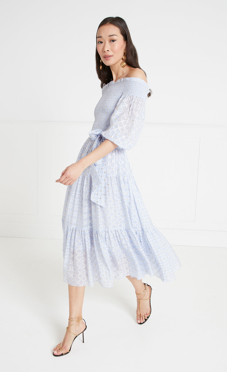 Angelico Off Shoulder Dress - Halogen Blue