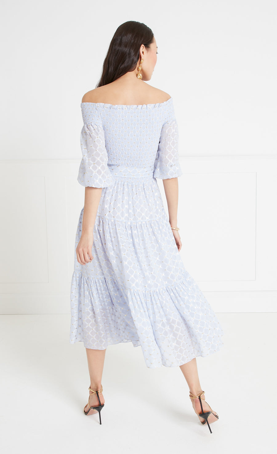 Angelico Off Shoulder Dress - Halogen Blue