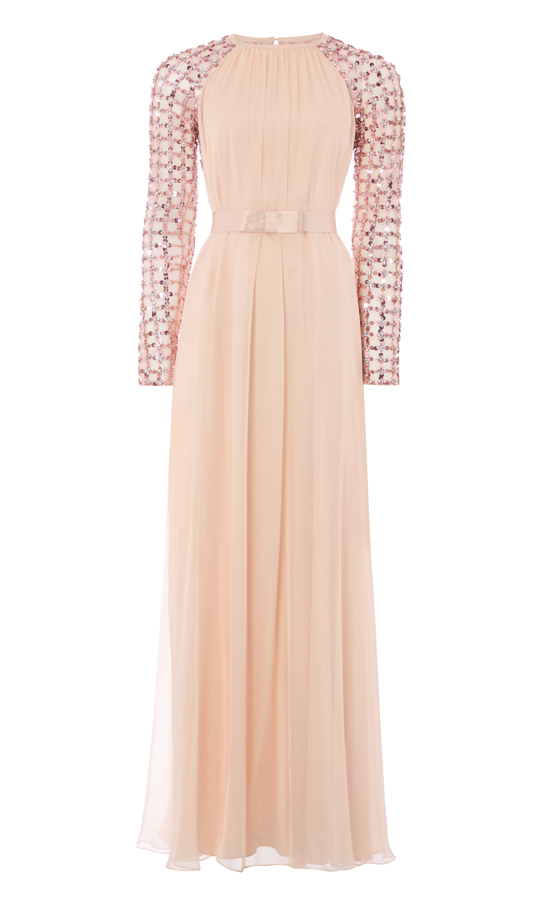 Angelli Lattice Long Dress - Rosewater