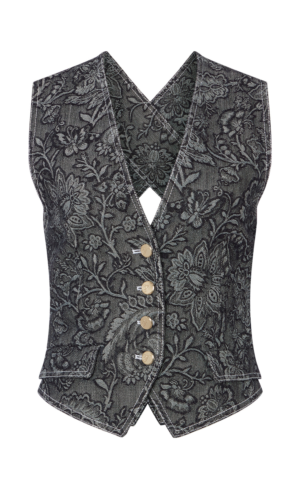 Francis Denim Waistcoat - Washed Black