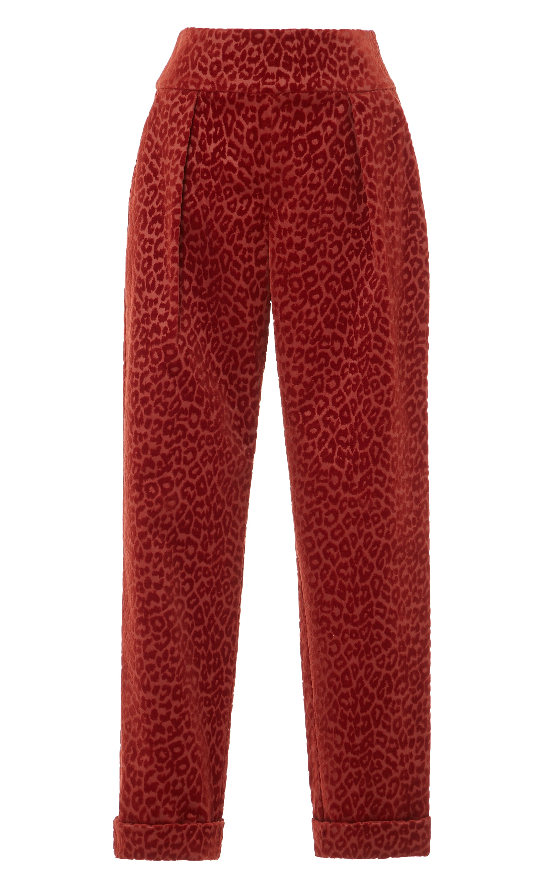 Lynx Velvet Tapered Trousers - Maple Tonal Leopard