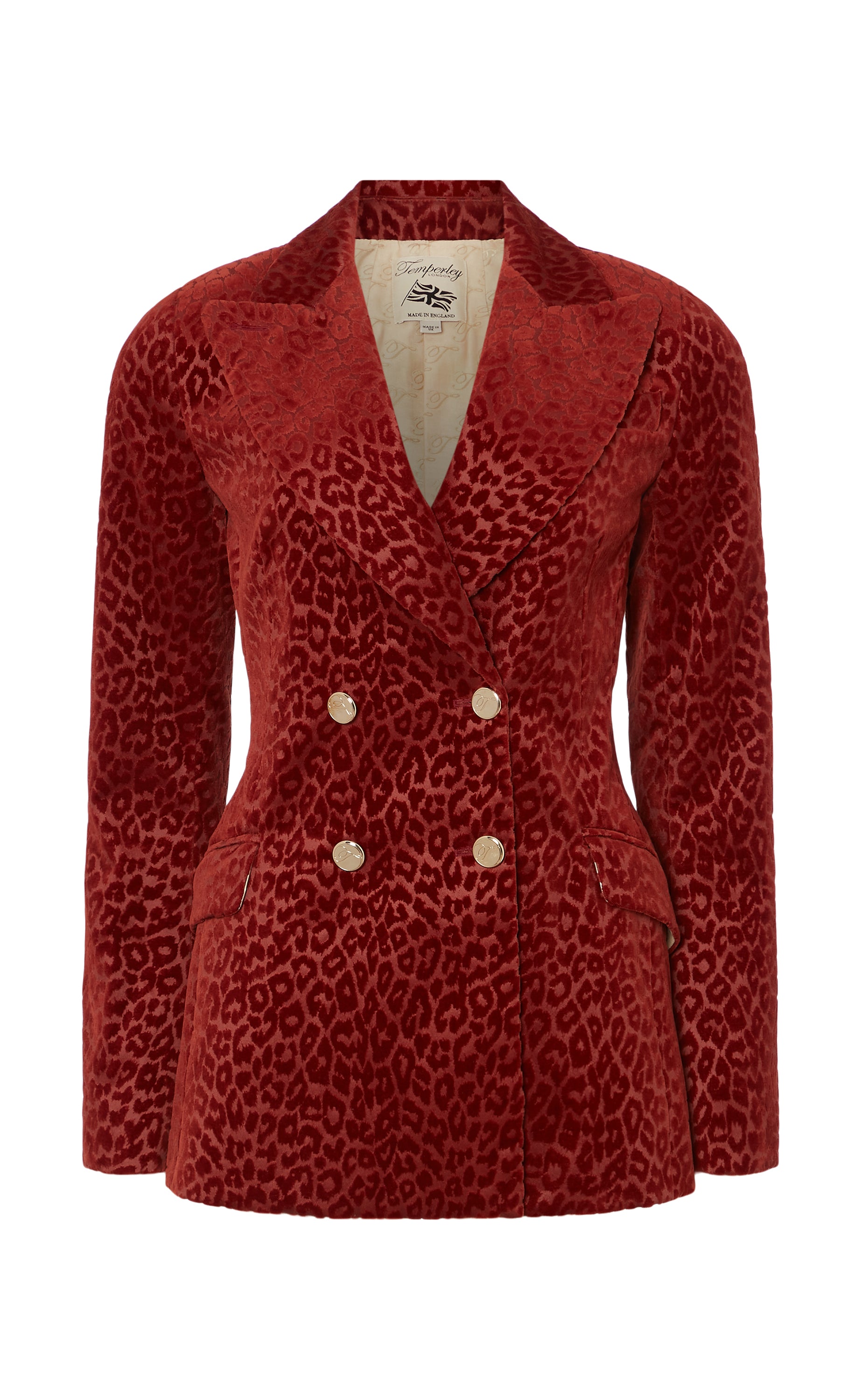 Lynx Velvet Double Breasted Jacket - Maple Leopard