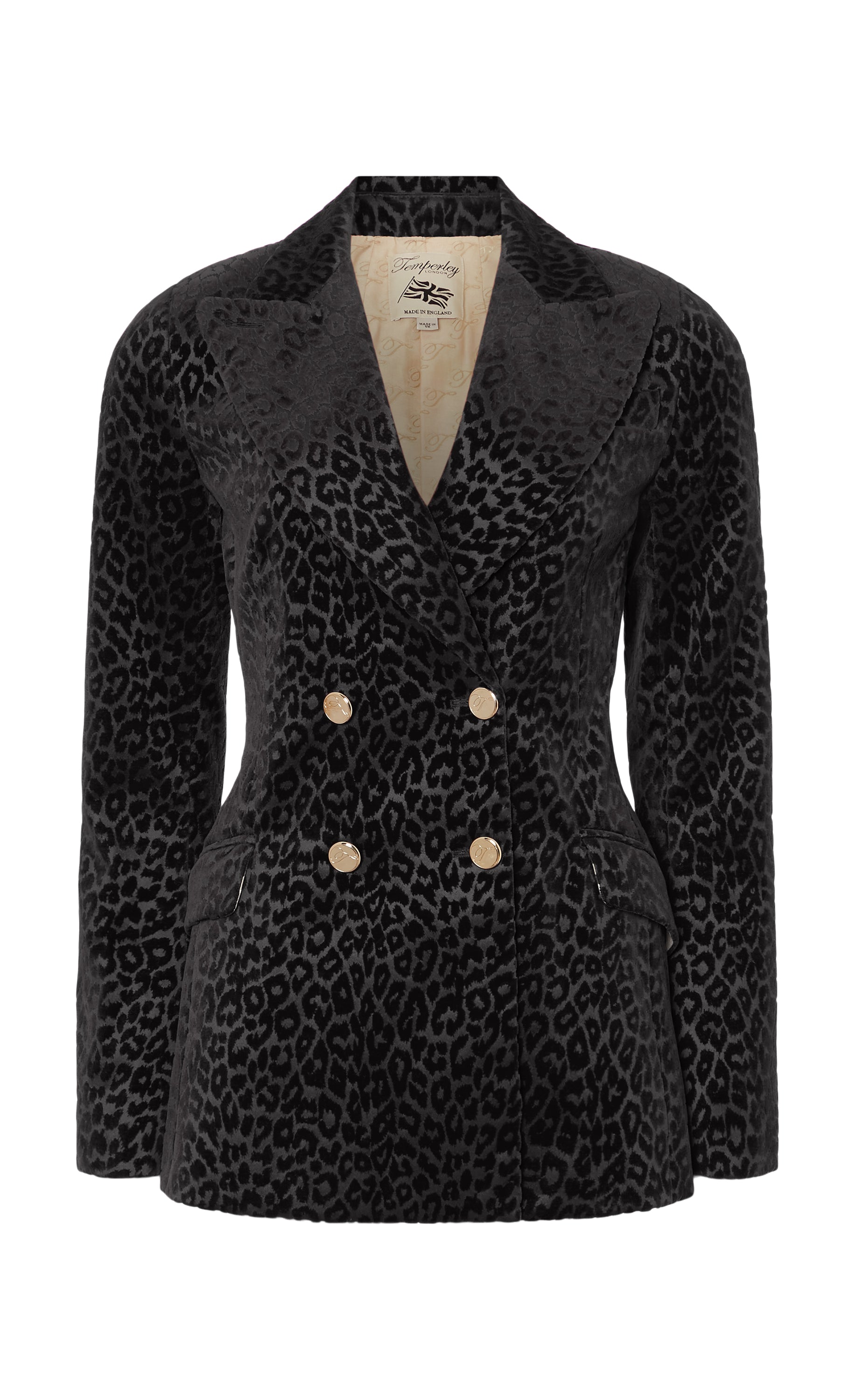 Lynx Velvet Double Breasted Jacket - Black Leopard