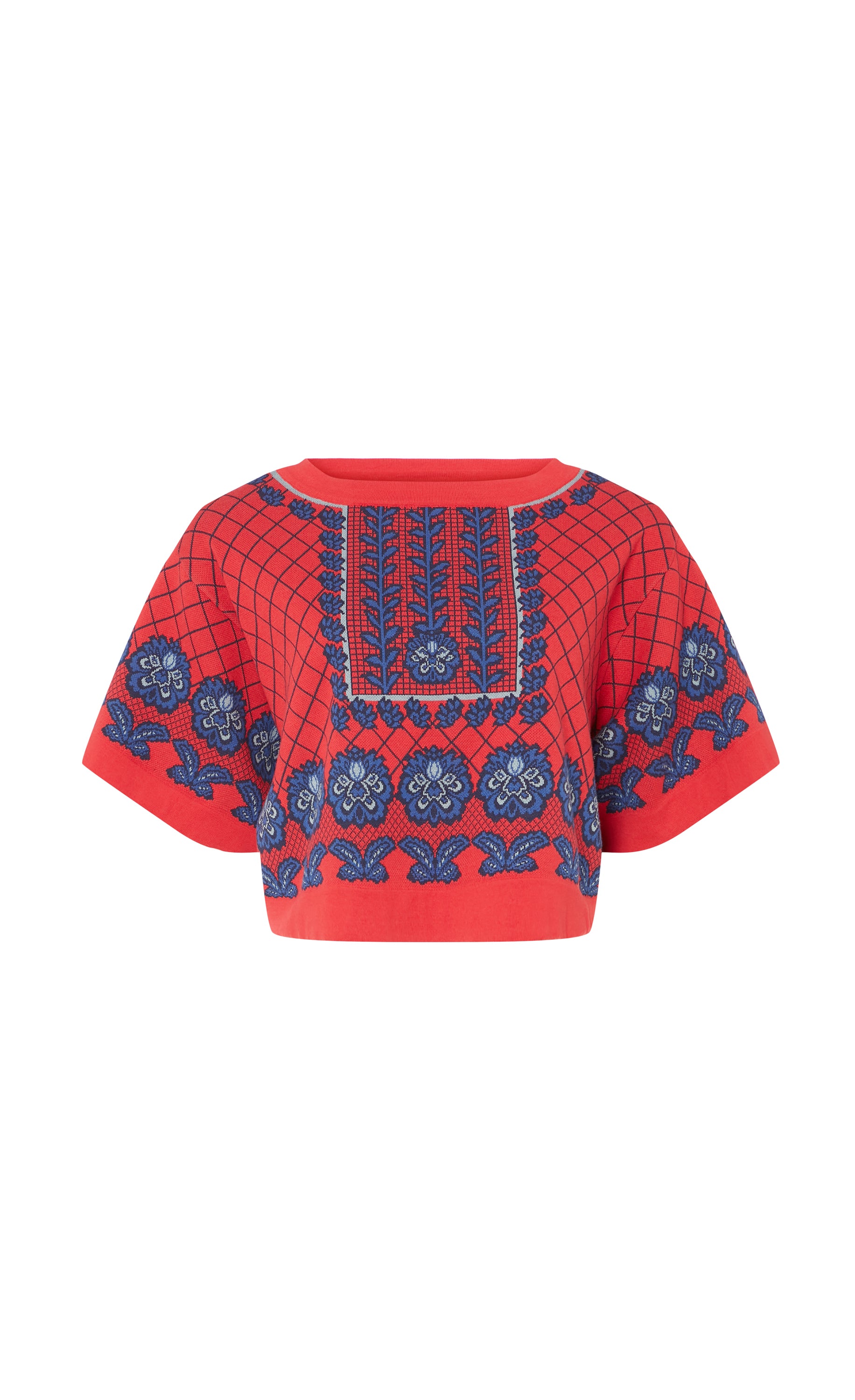 Francis Grid Knit Top - Crimson