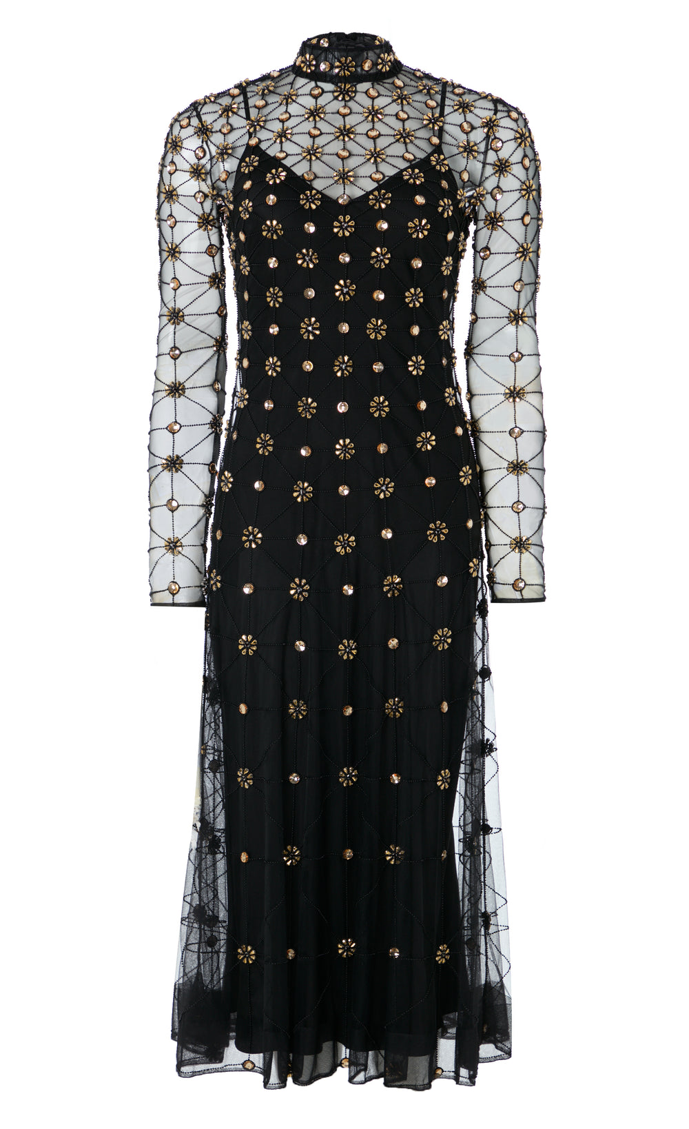 Crossbone Lattice Dress - Black & Gold