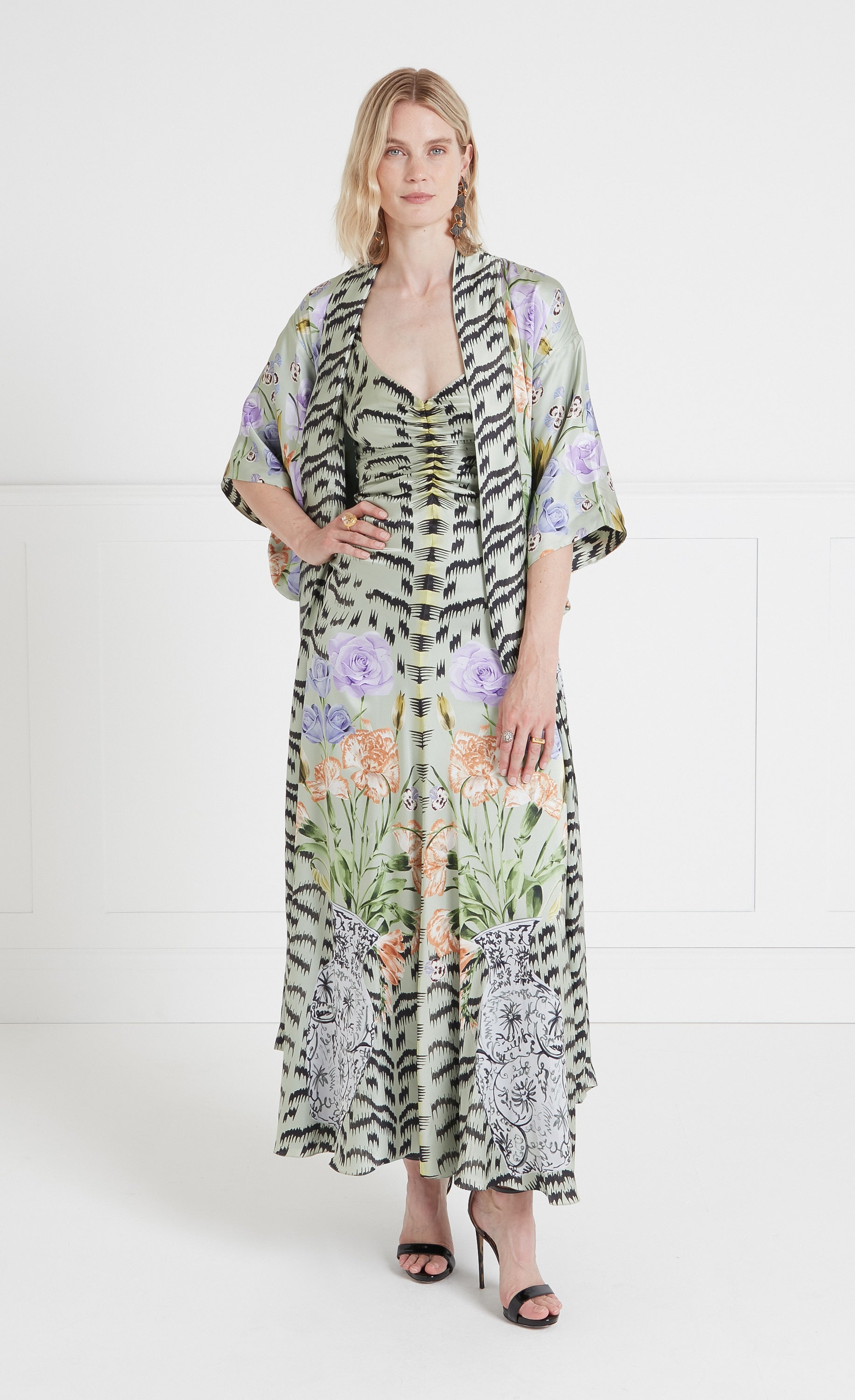 Cleo Kimono - Silt Green | Kaftans & Kimonos | Temperley London
