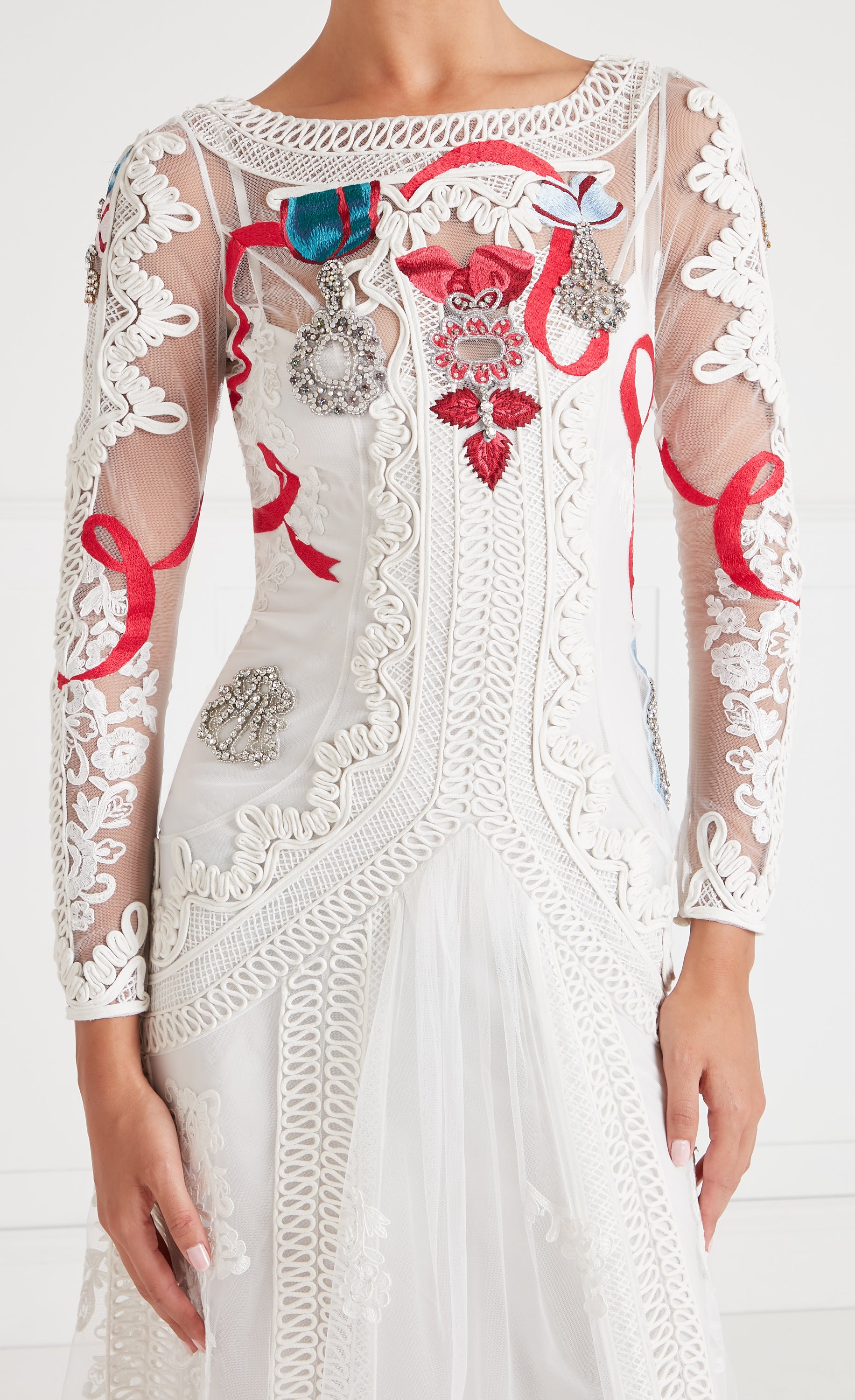 Diamantine Tattoo Dress - Cream