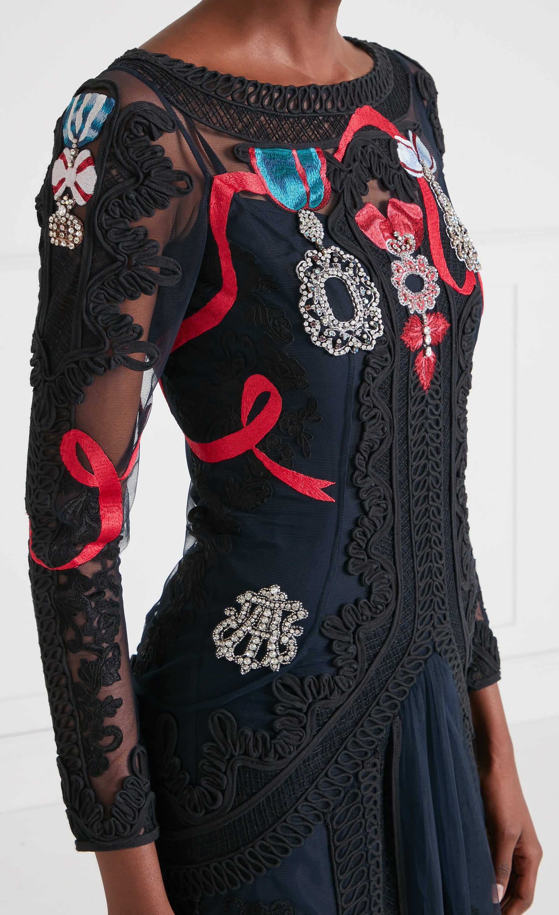 Diamantine Tattoo Dress - Navy