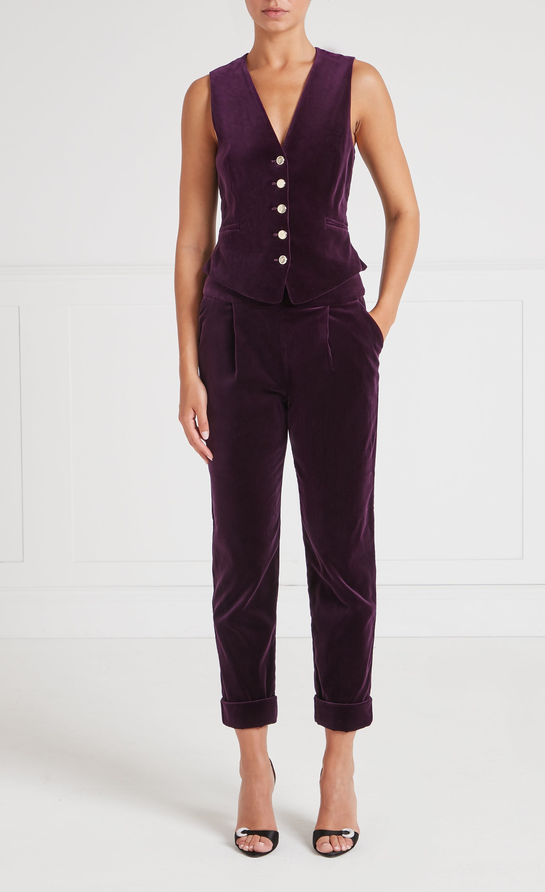 Clove Velvet Waistcoat - Dark Amethyst