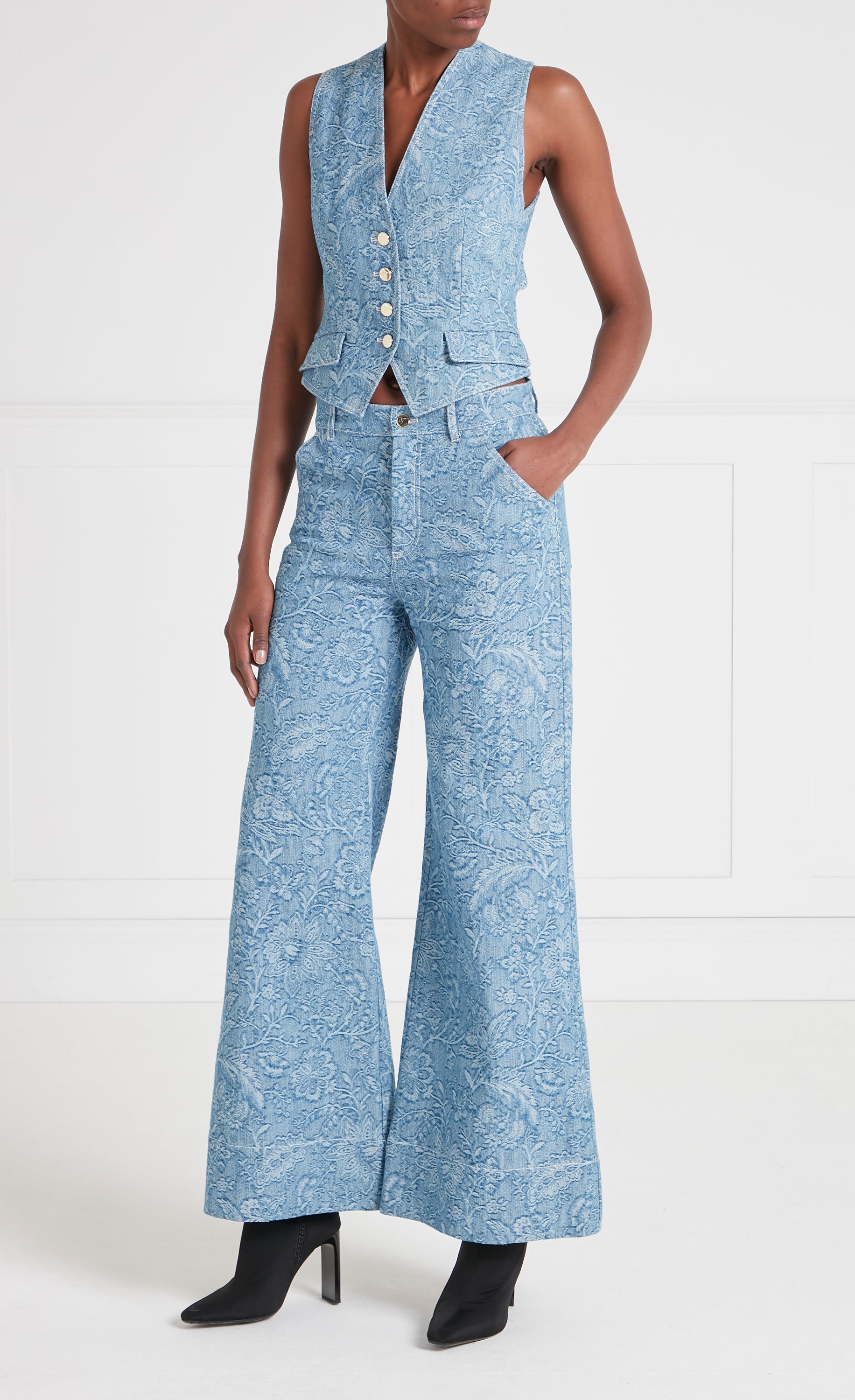 Francis Denim Waistcoat - Washed Blue