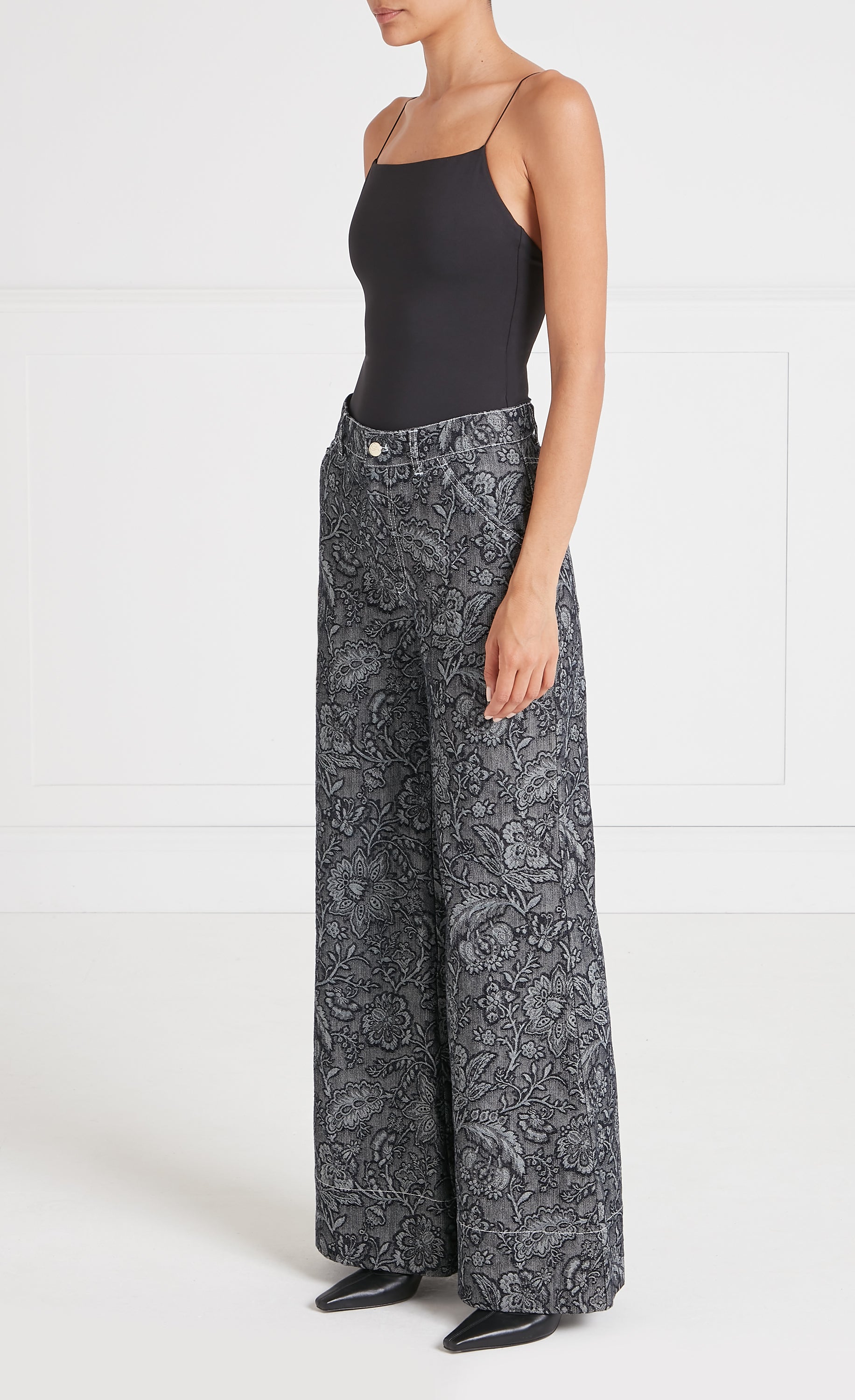 Francis Denim Wide-Leg Trousers - Washed Black