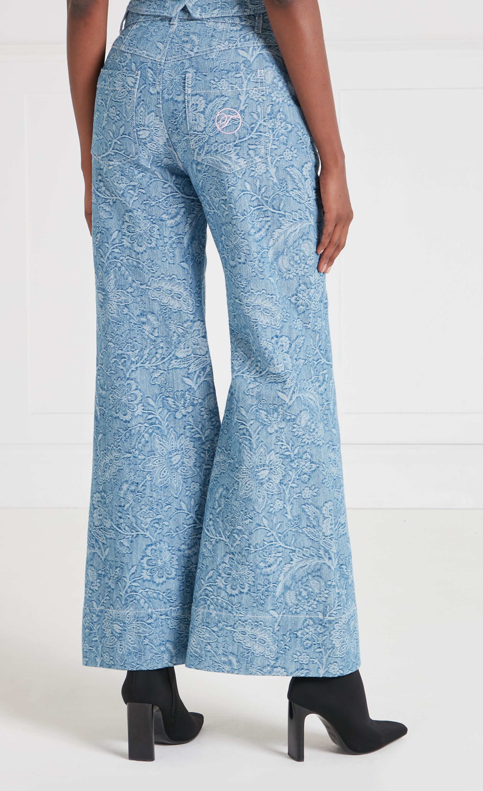 Francis Denim Wide Leg Trousers - Washed Blue