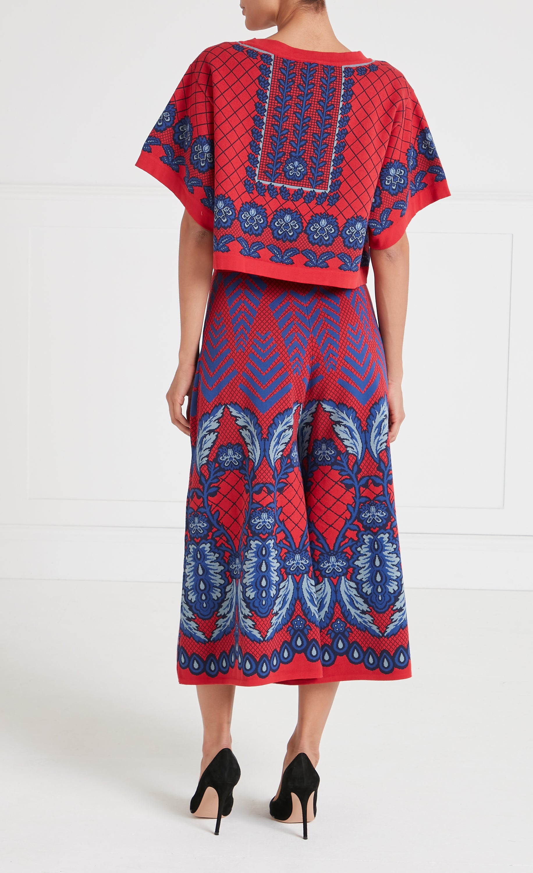 Francis Grid Knit Trousers - Crimson