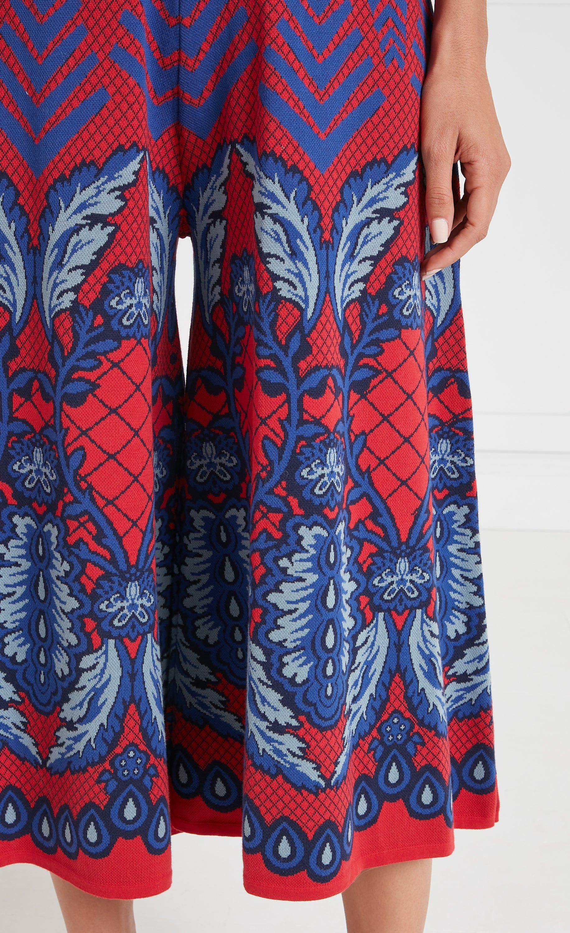 Francis Grid Knit Trousers - Crimson