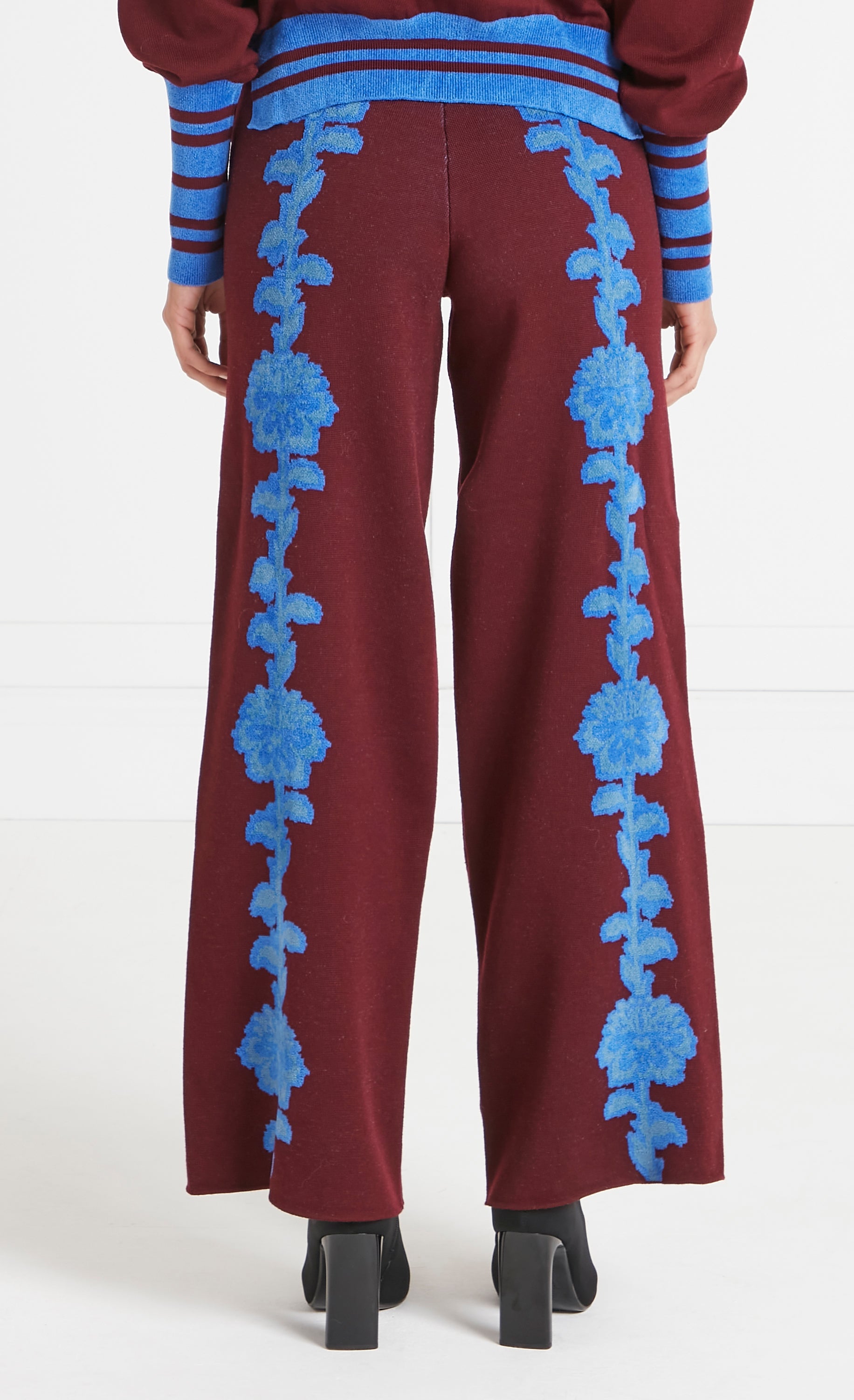 Floral Knit Trousers - Dark Amethyst