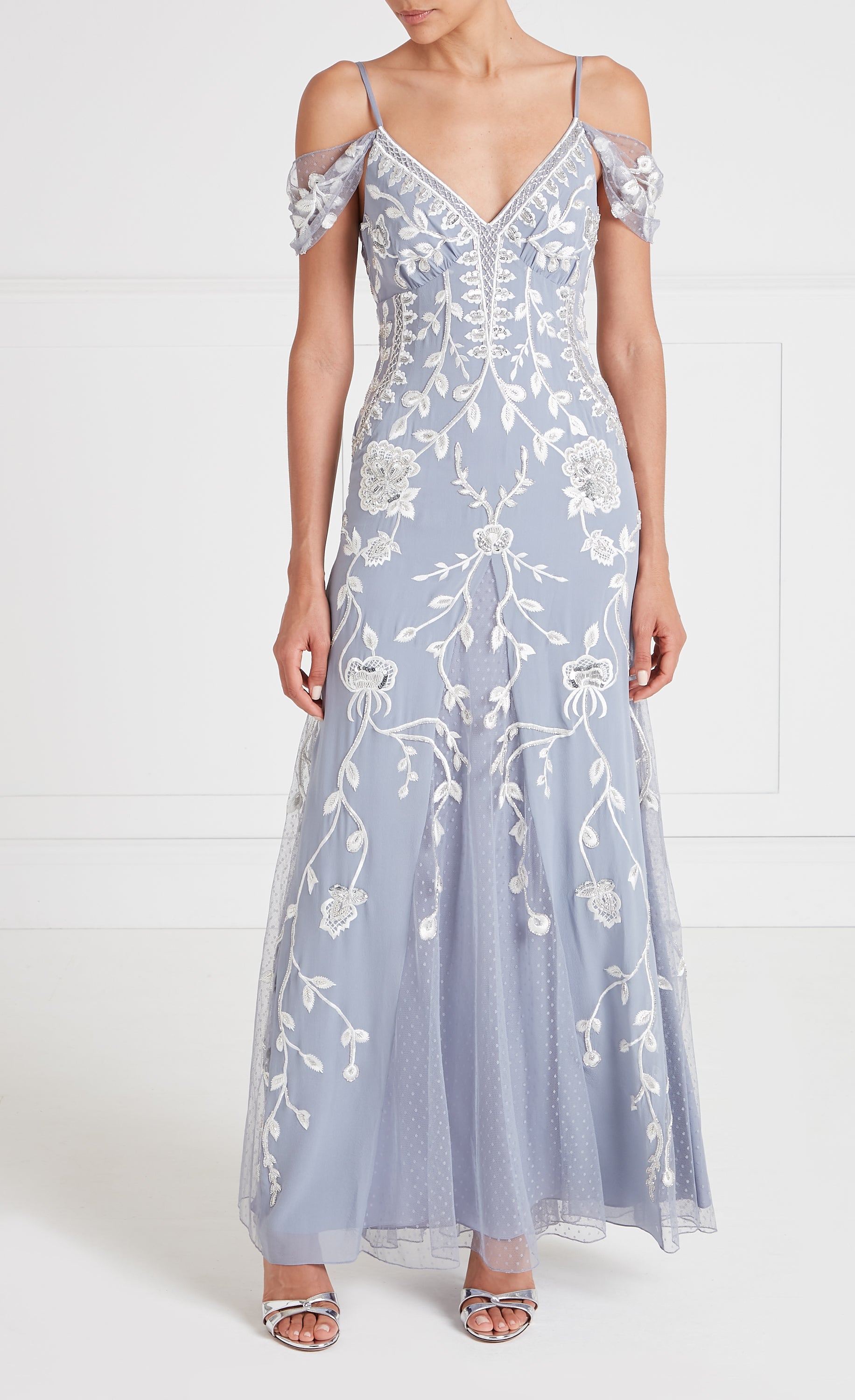 Lilly Strappy Gown - Silver | Dresses & Jumpsuits | Temperley London Temperley London (UK) Lilly Strappy Gown - Silver | Dresses & Jumpsuits | Temperley London Temperley London (UK)