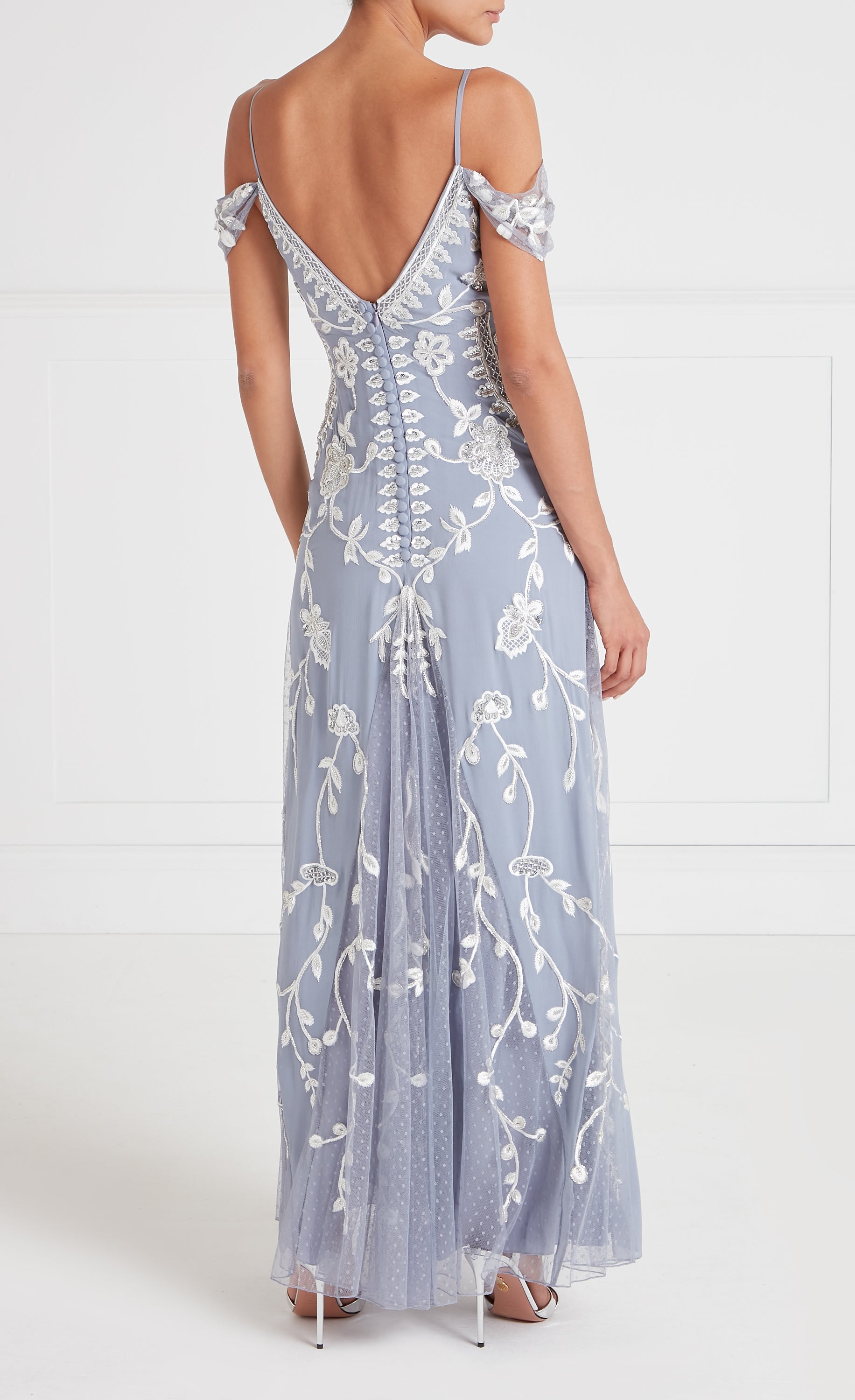 Lilly Strappy Gown - Silver