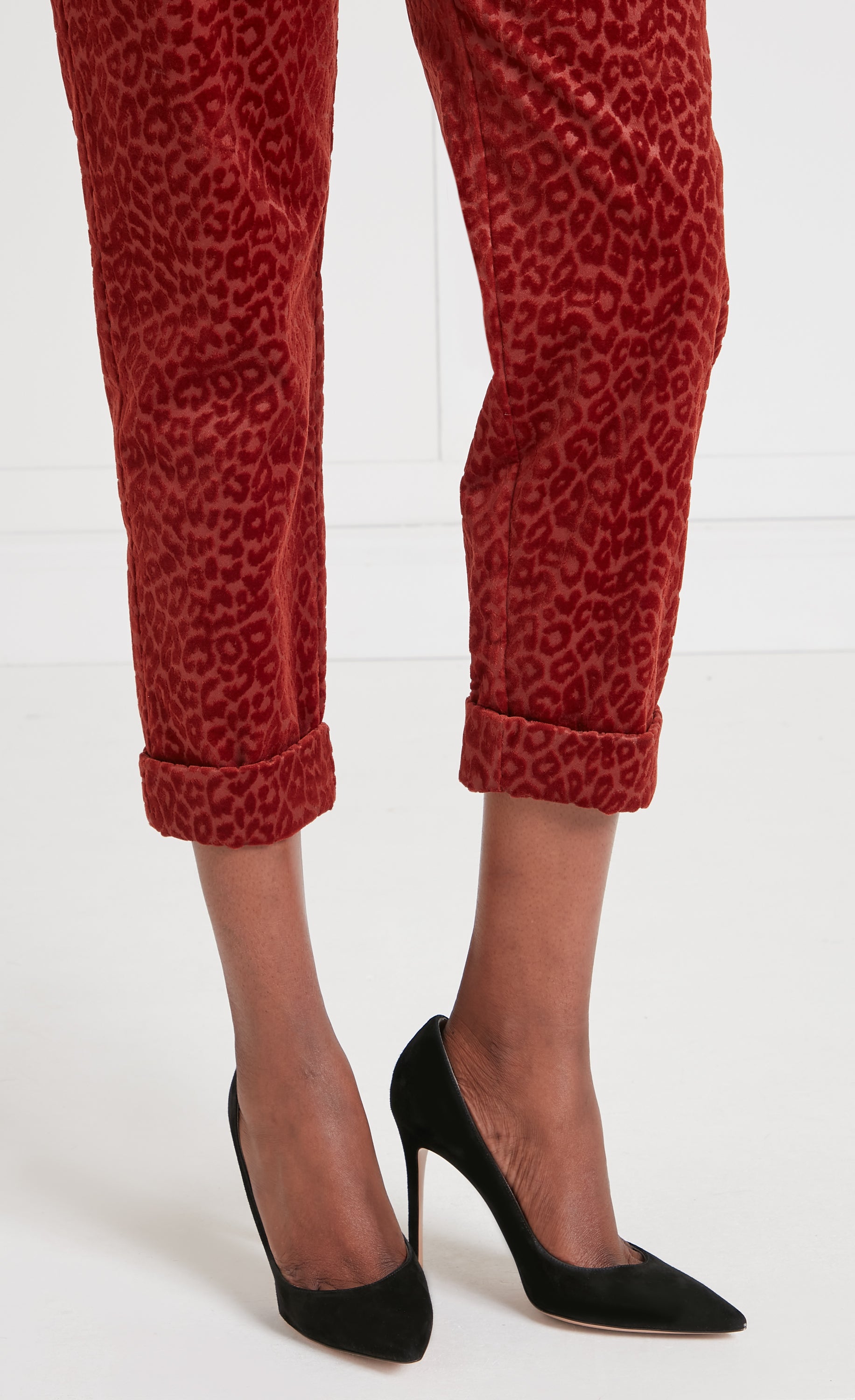 Lynx Velvet Tapered Trousers - Maple Tonal Leopard